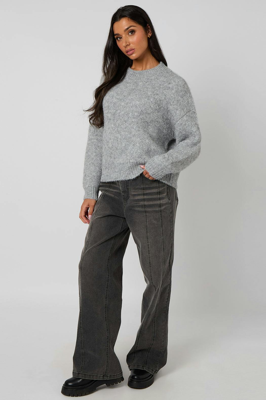 Urban Bliss Grey Wool-Blend Jumper - S