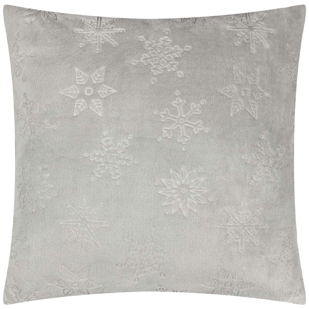 Furn Grey Faux Fur Snowflake Cushion Cover - 50Cm X 50Cm - 100% Polyester