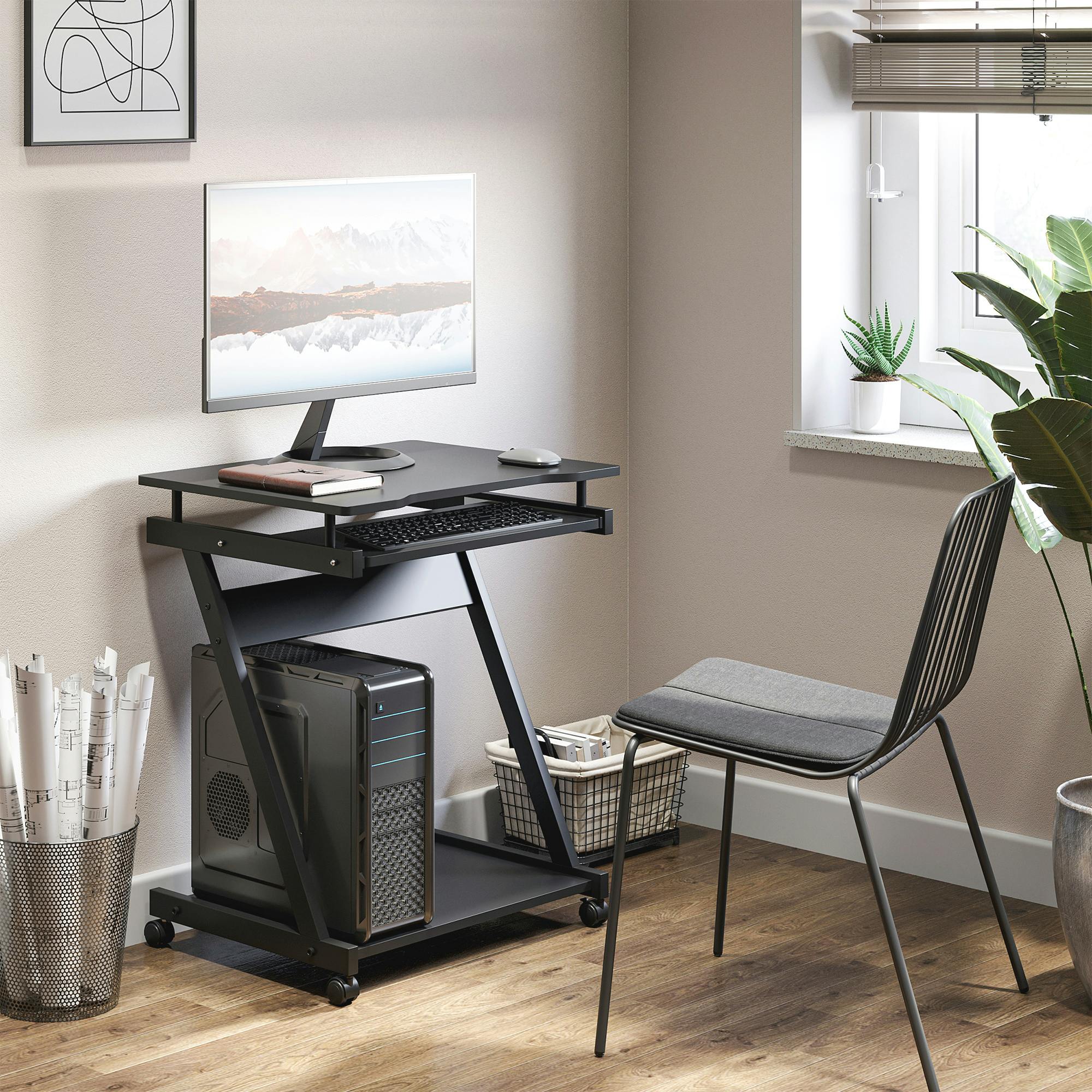 B&Q - Movable Computer Desk With 4 Moving Wheels Black - Image 6