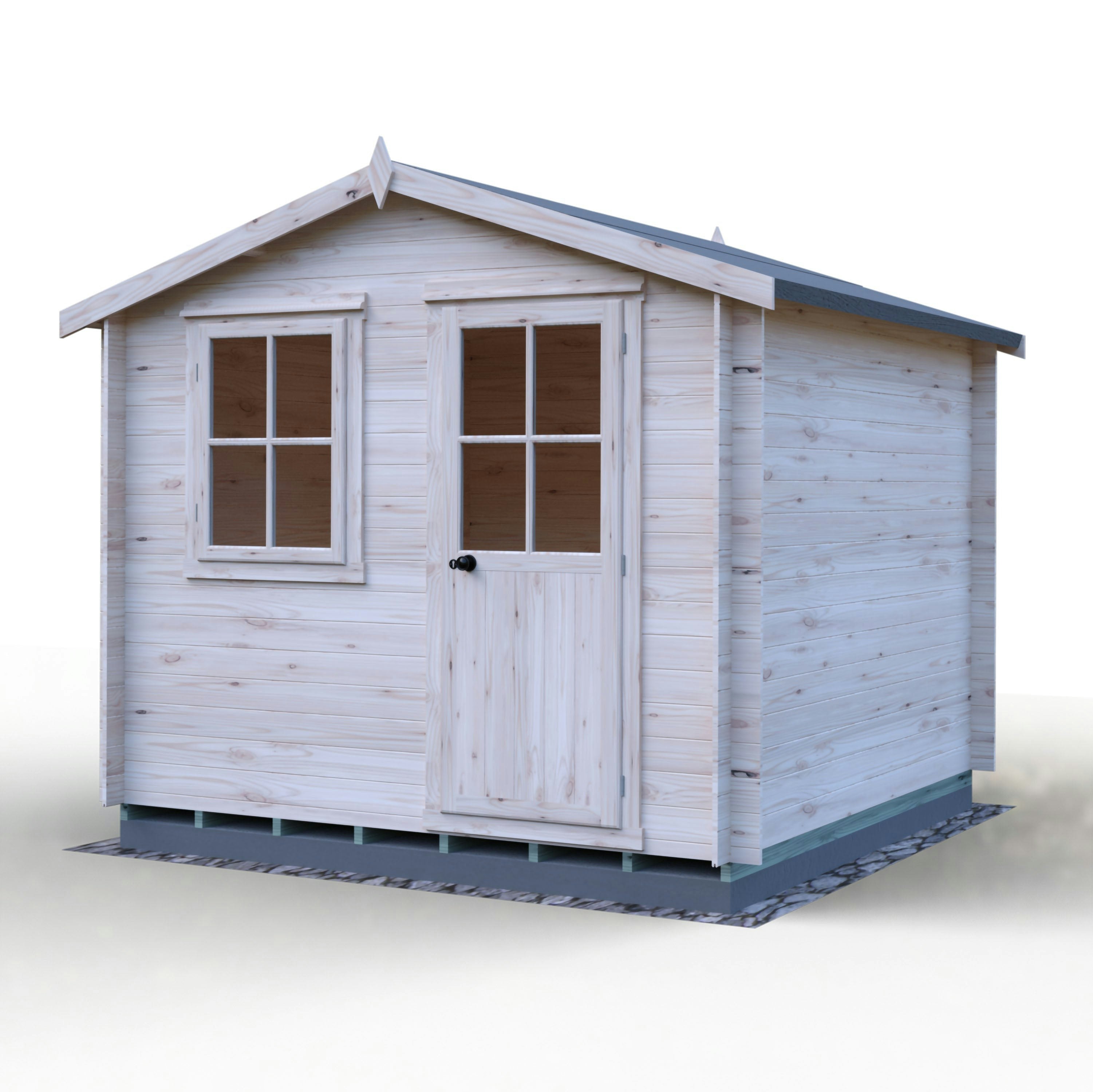Shire Black/Light/Grey Avesbury 9X9 Log Cabin 19Mm Interlock Cladding