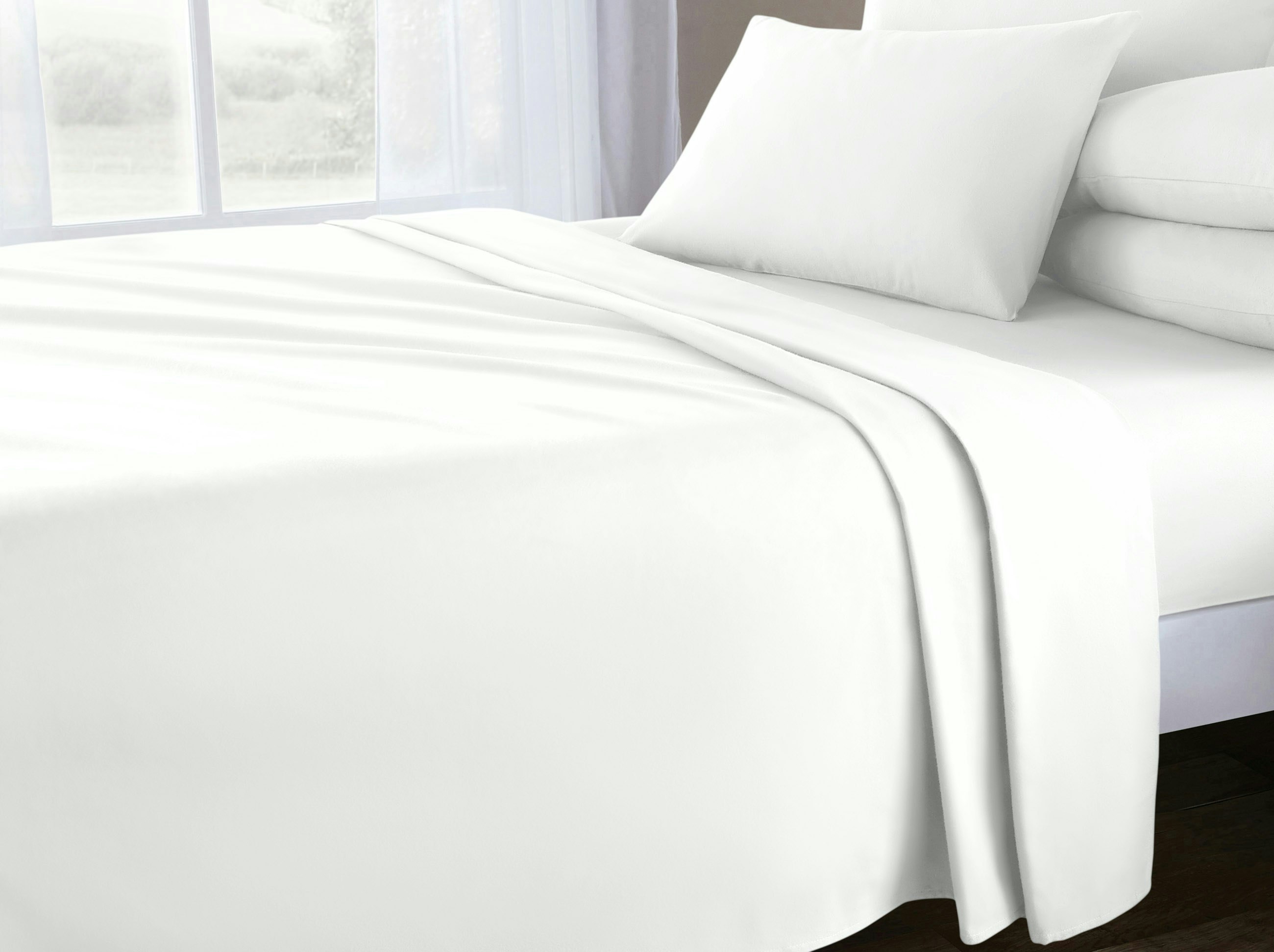 Rackhams White 200 Thread Count Percale Cotton Flat Sheet - King