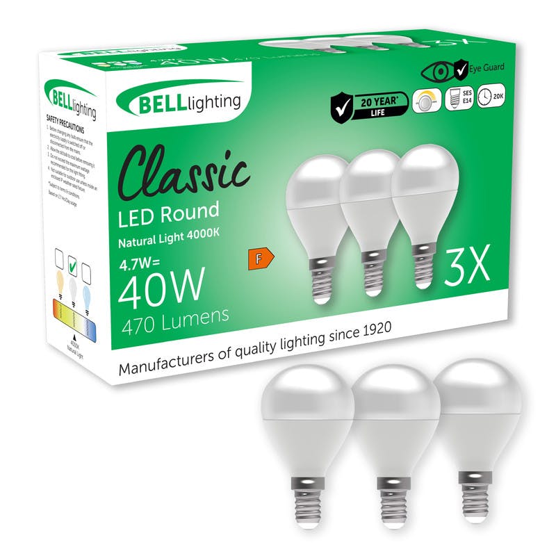 Bell Lighting Light Bell Ing E14 Dimmable Led Golf Ball Bulb 4.7W Bulb - Pack Of 3