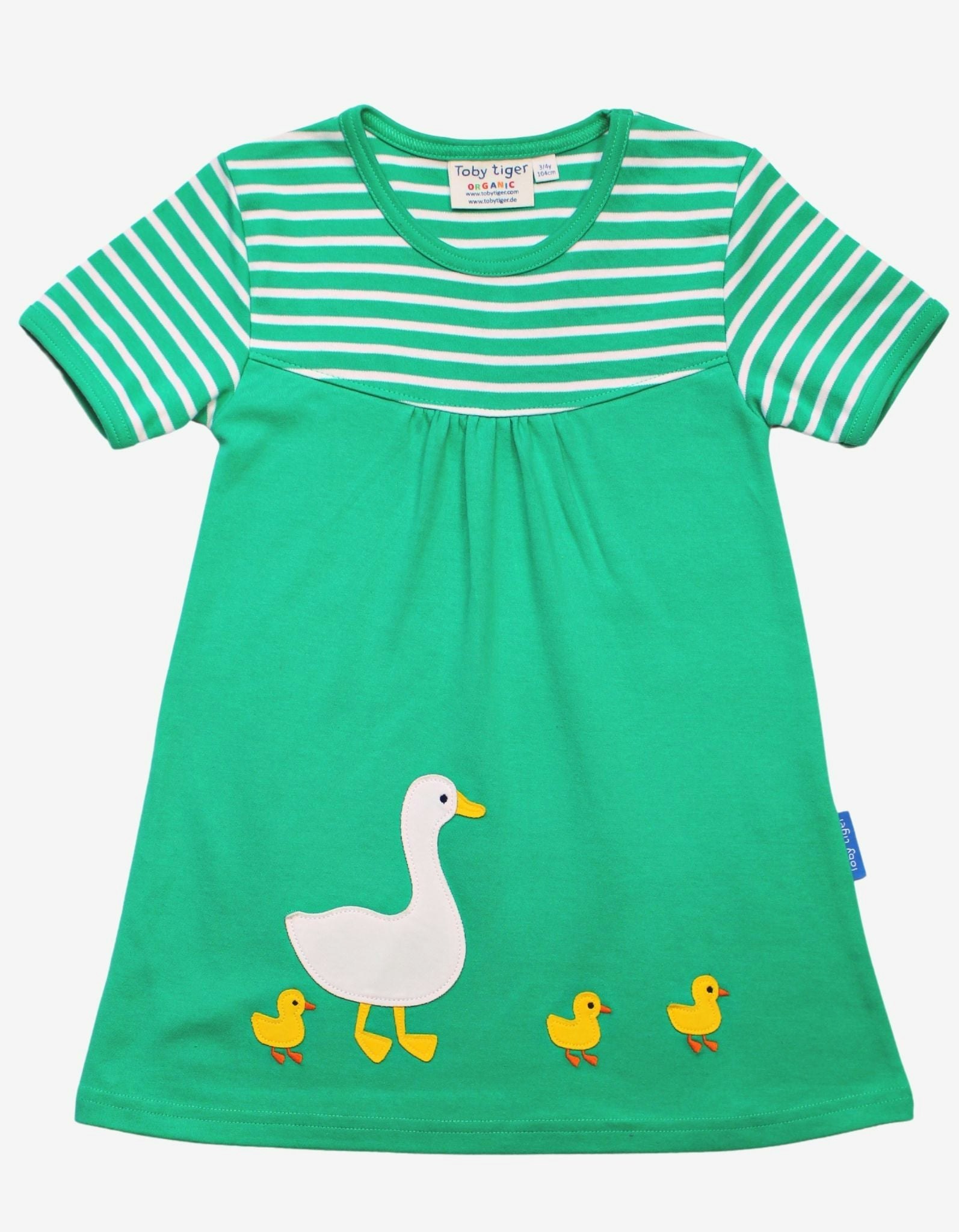 Toby Tiger Green Organic Duck Applique Dress - 5-6Y / 116Cm