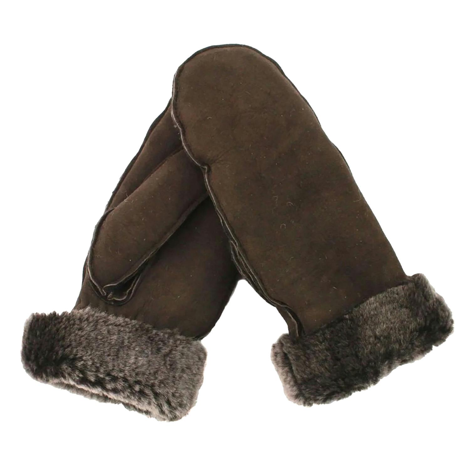 Eastern Counties Leather Women's Brown Side Panels Sheepskin Mittens - M
