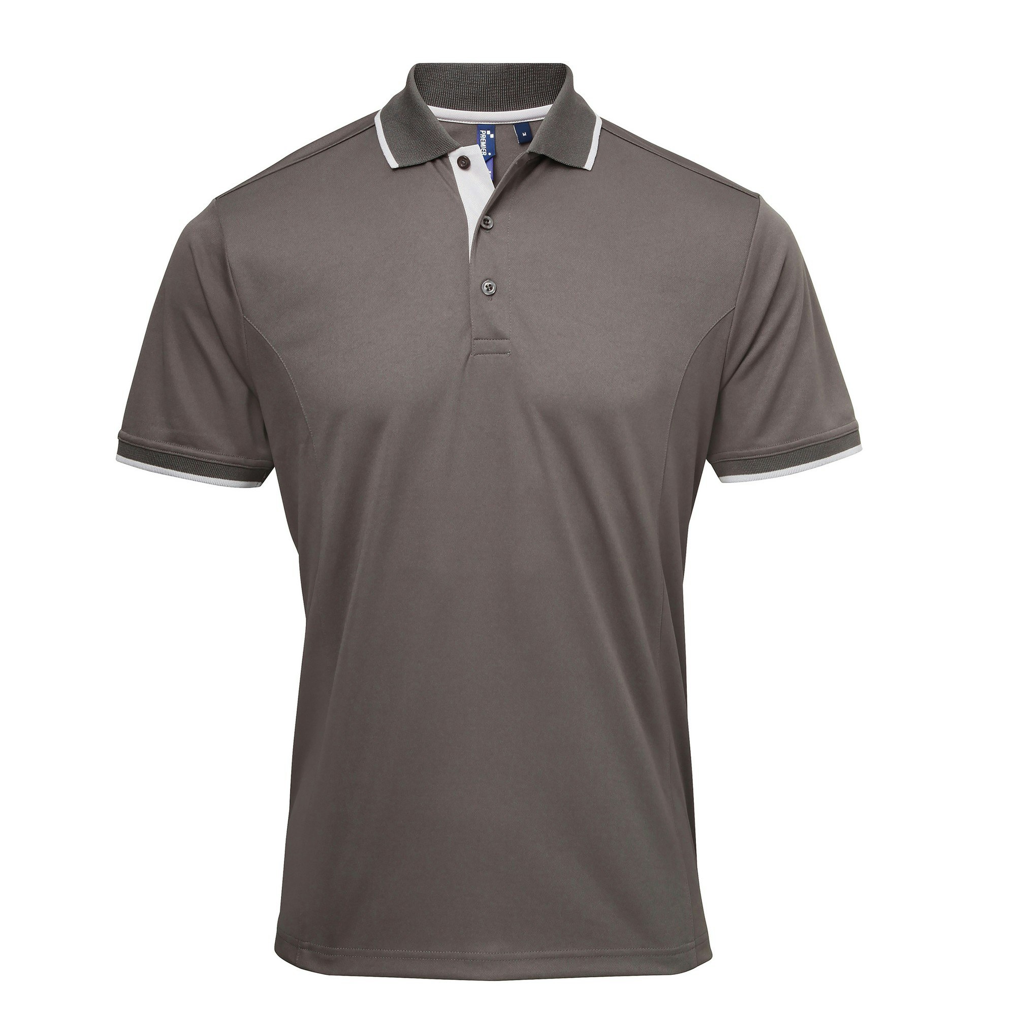 Premier (2Xl, Dark Grey/Silver) Mens Contrast Coolchecker Polo Shirt - Image 3