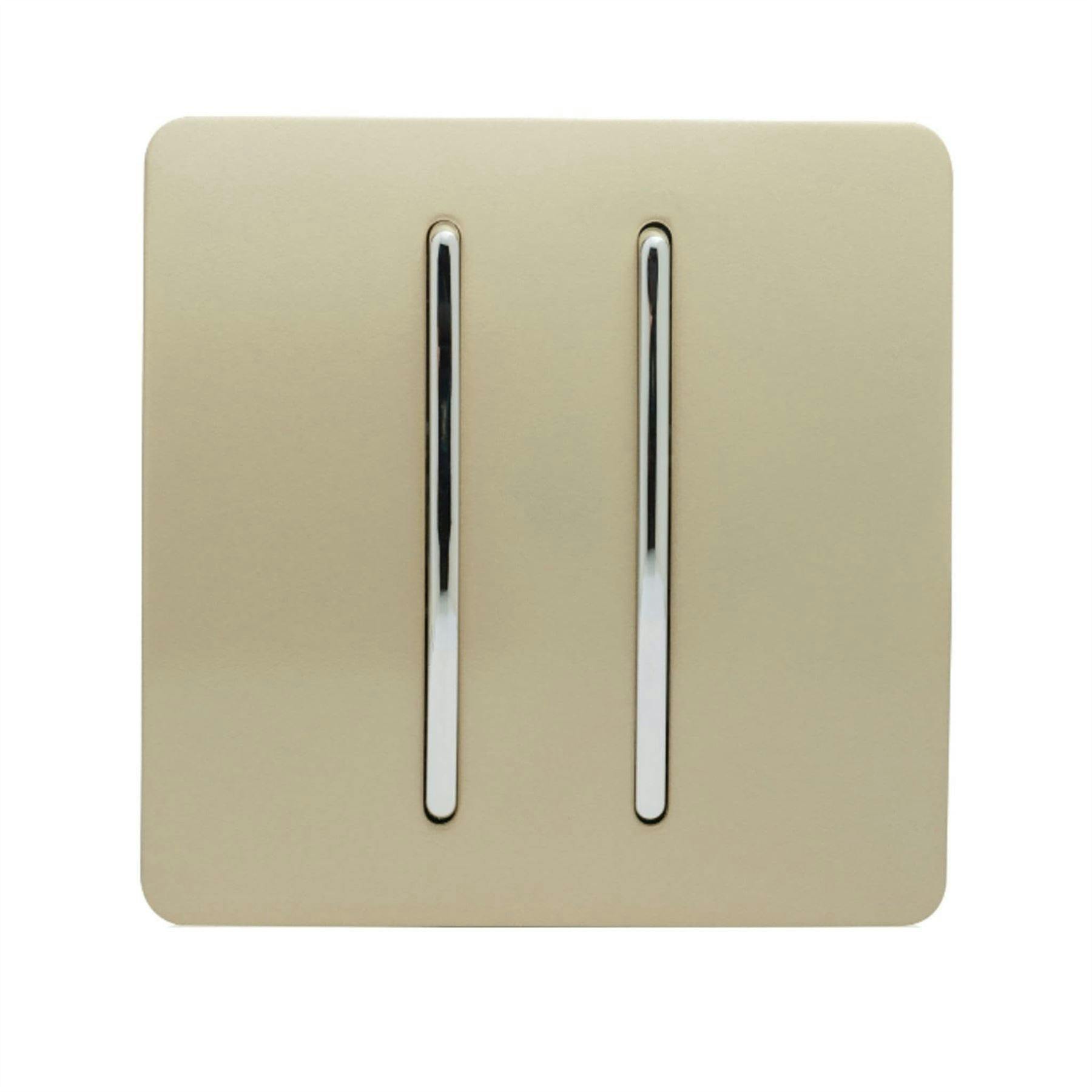 Trendi Switch Light/Gold 2 Gang 1 Or 2 Way Rocker Switch In Champagne
