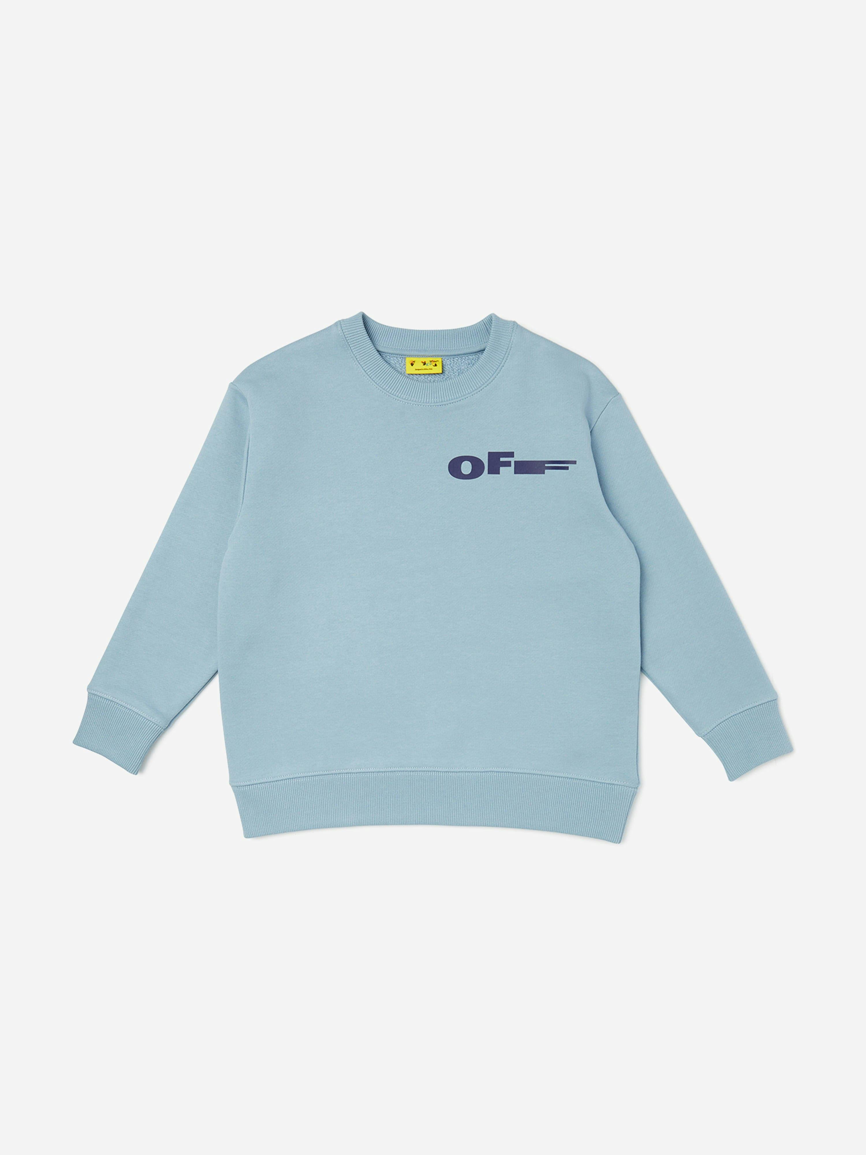 Off-White White/Blue Off- Kids Type Crewneck Sweatshirt In - 8 Yrs