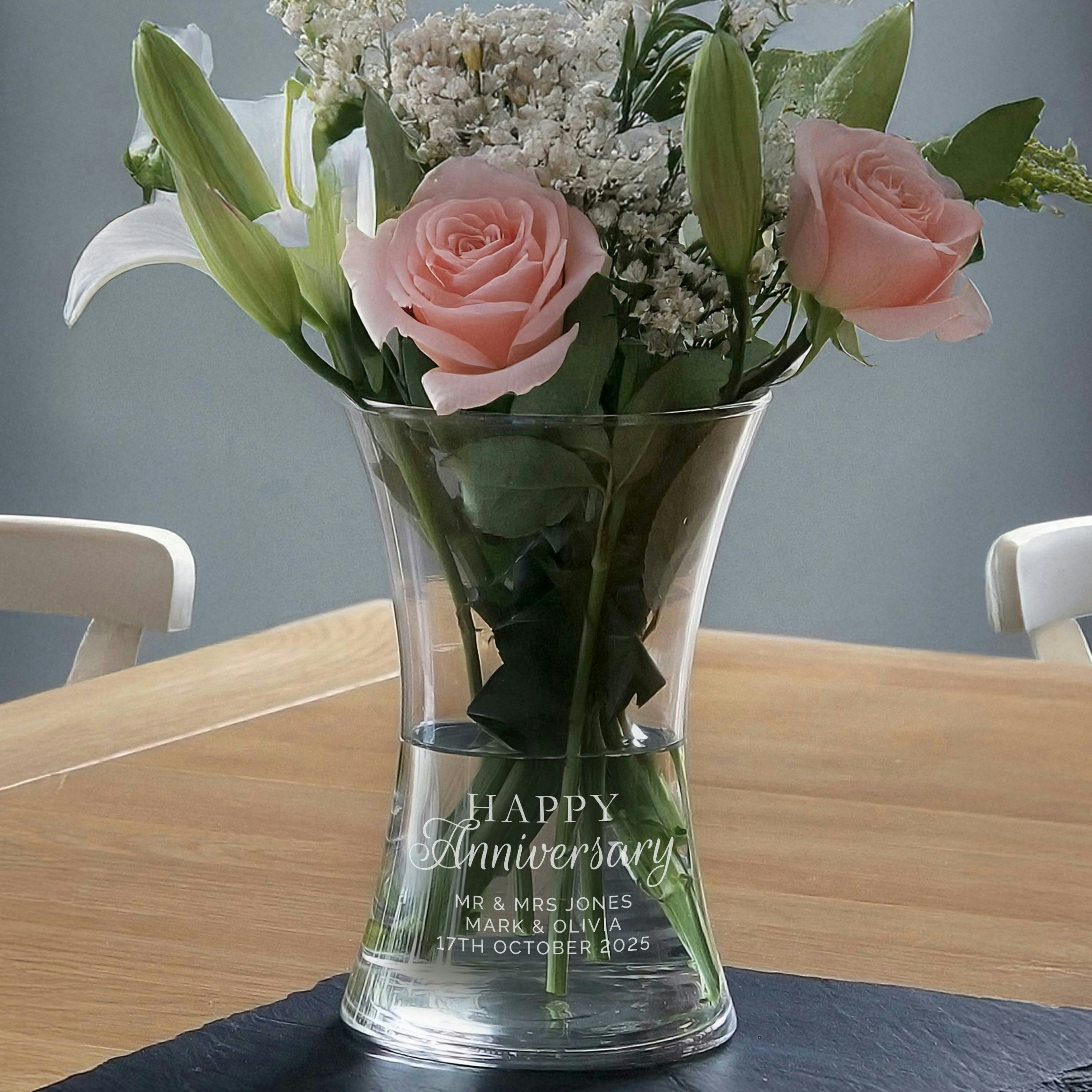 Rackhams Personalised 'Happy Anniversary' Glass Vase