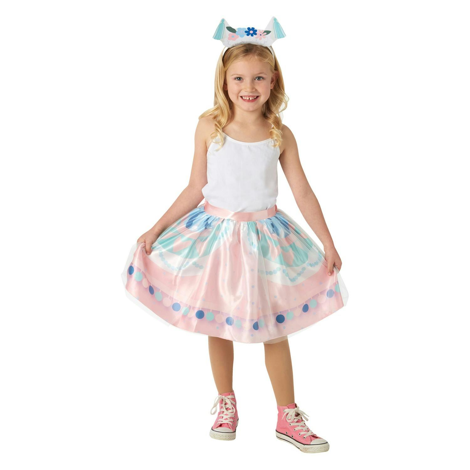 Bristol Novelty Pink/Blue Kids Llama Tutu Skirt Costume - One Size
