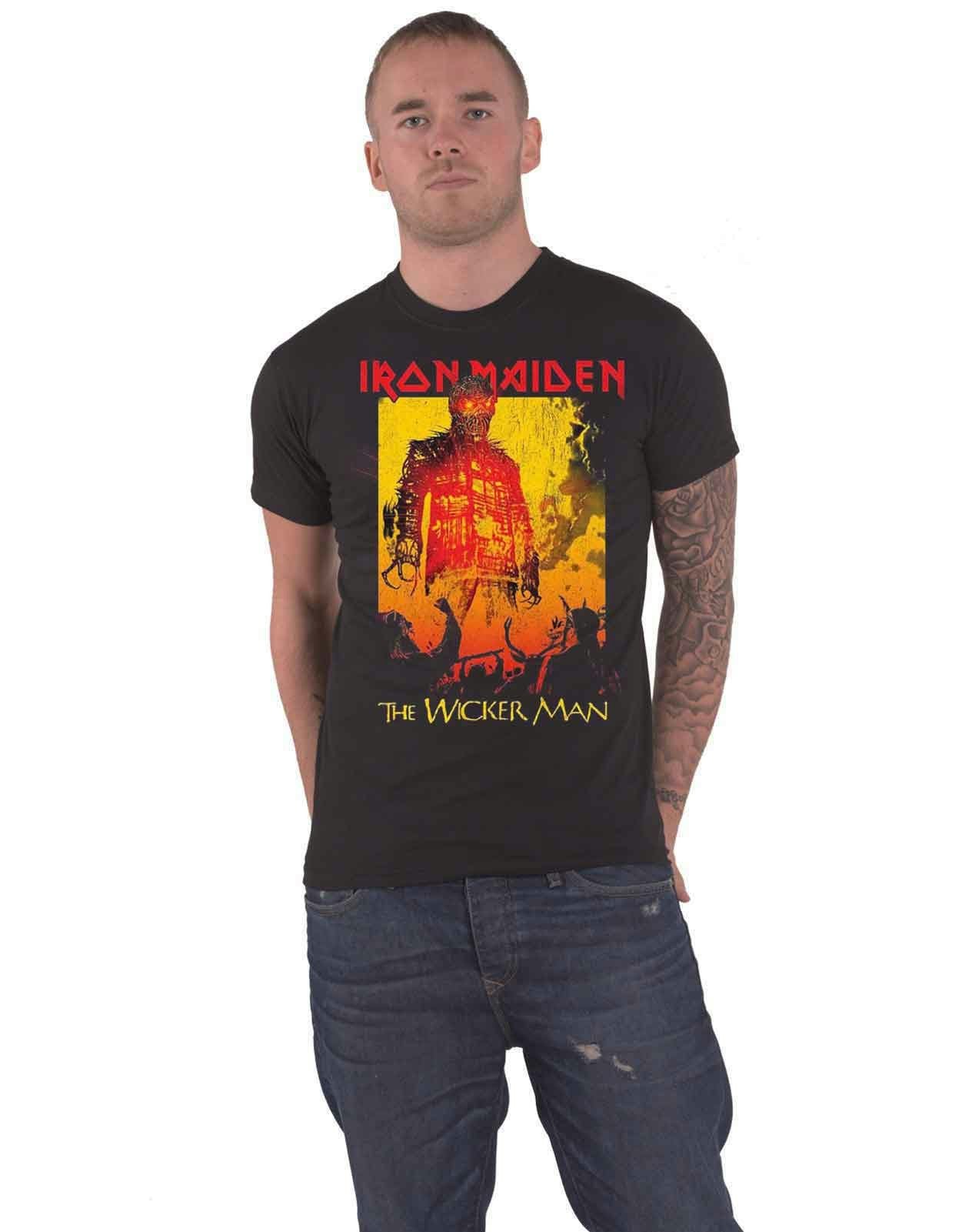 Paradiso Clothing Unisex Black Iron Maiden The Wicker Man Fire T Shirt - Xl