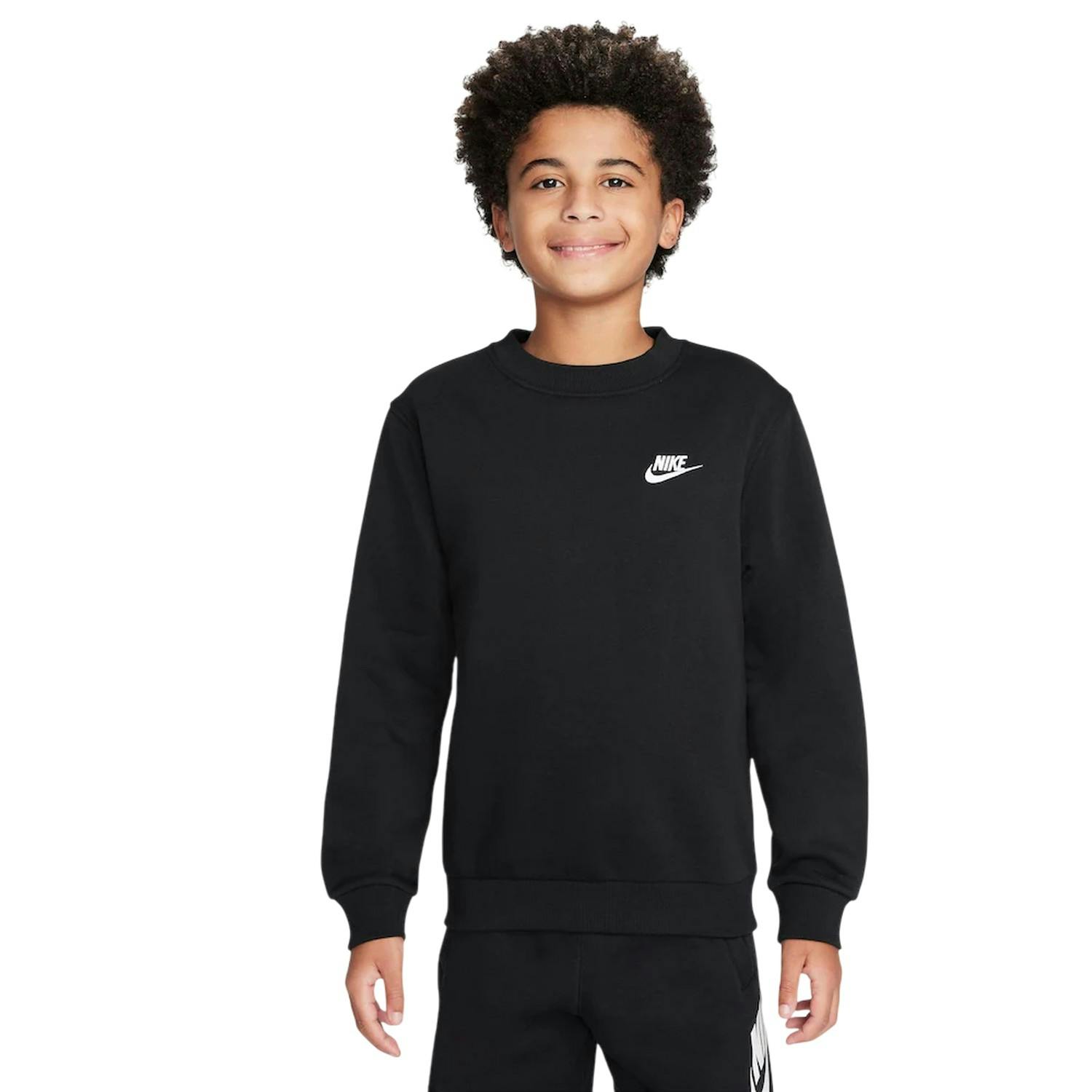 Nike Black Kids Club Embroidered Logo Sport Sweatshirt - 11-12 Years - 80% Cotton/20% Polyester