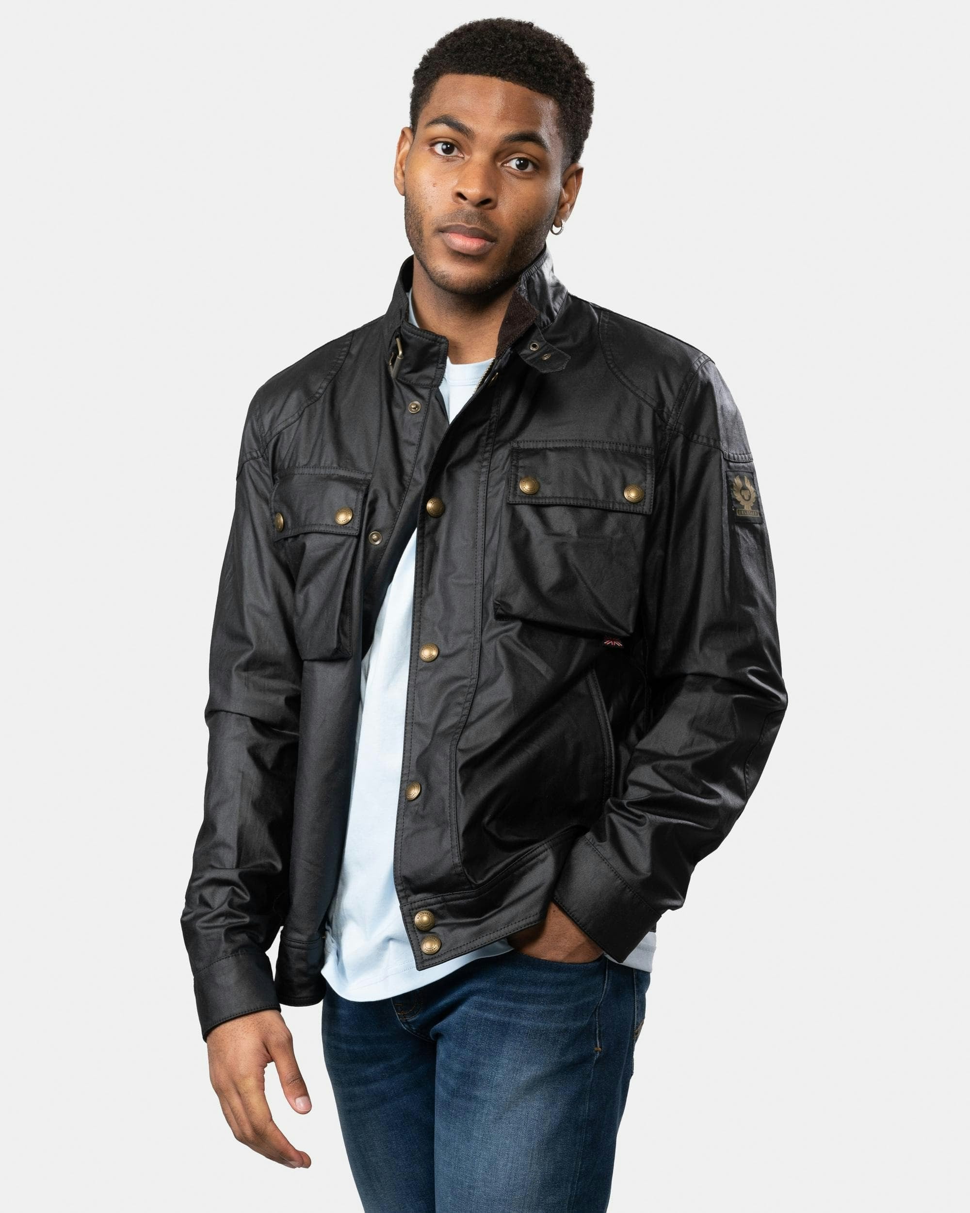Belstaff Men's Black Racemaster Waxed Cotton Compact Field Jacket - Uk50 Eu60 Us50