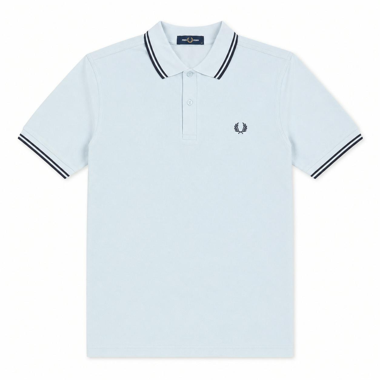 Fred Perry Light/Grey Twin Tipped Polo Shirt Ice/Anchor Grey/Anchor - 3XL