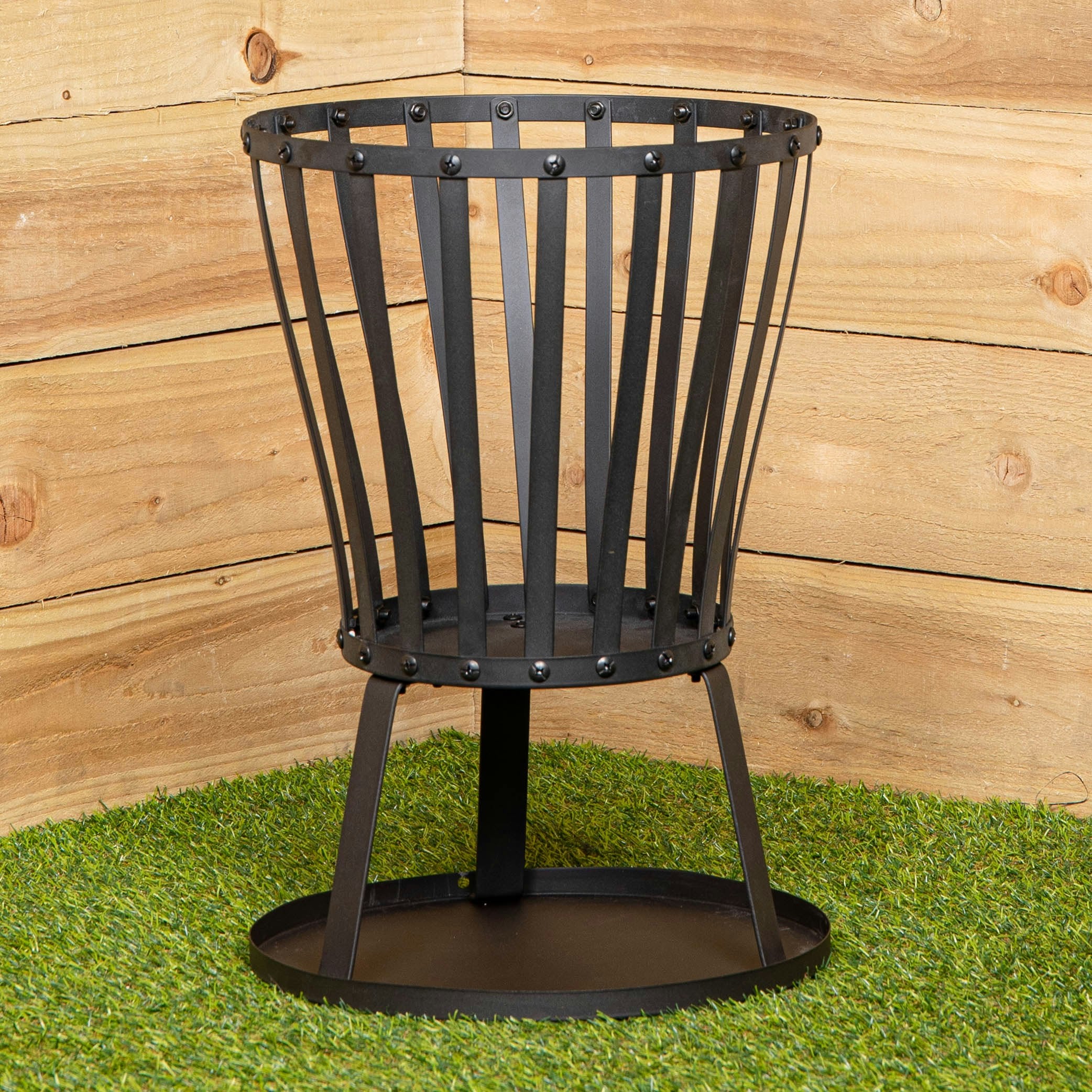 Samuel Alexander Black 35Cm Steel Garden Patio Log Burner Fire Pit Basket