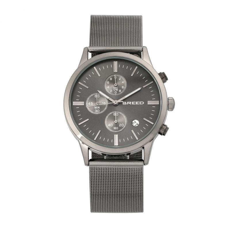 Breed Black Espinosa Chronograph Mesh-Bracelet Watch W/ Date - Gunmetal
