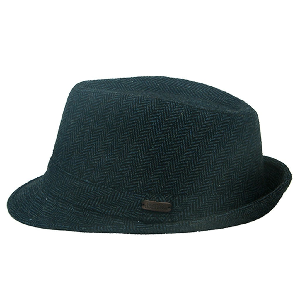 Heritage Traditions Blue Elwood Tweed Trilby Hat - Medium - Herringbone
