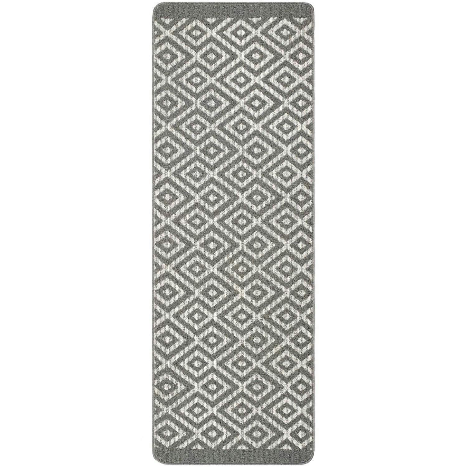 Rackhams Grey Diamond Washable Mat And Runner - 67X200 Cm
