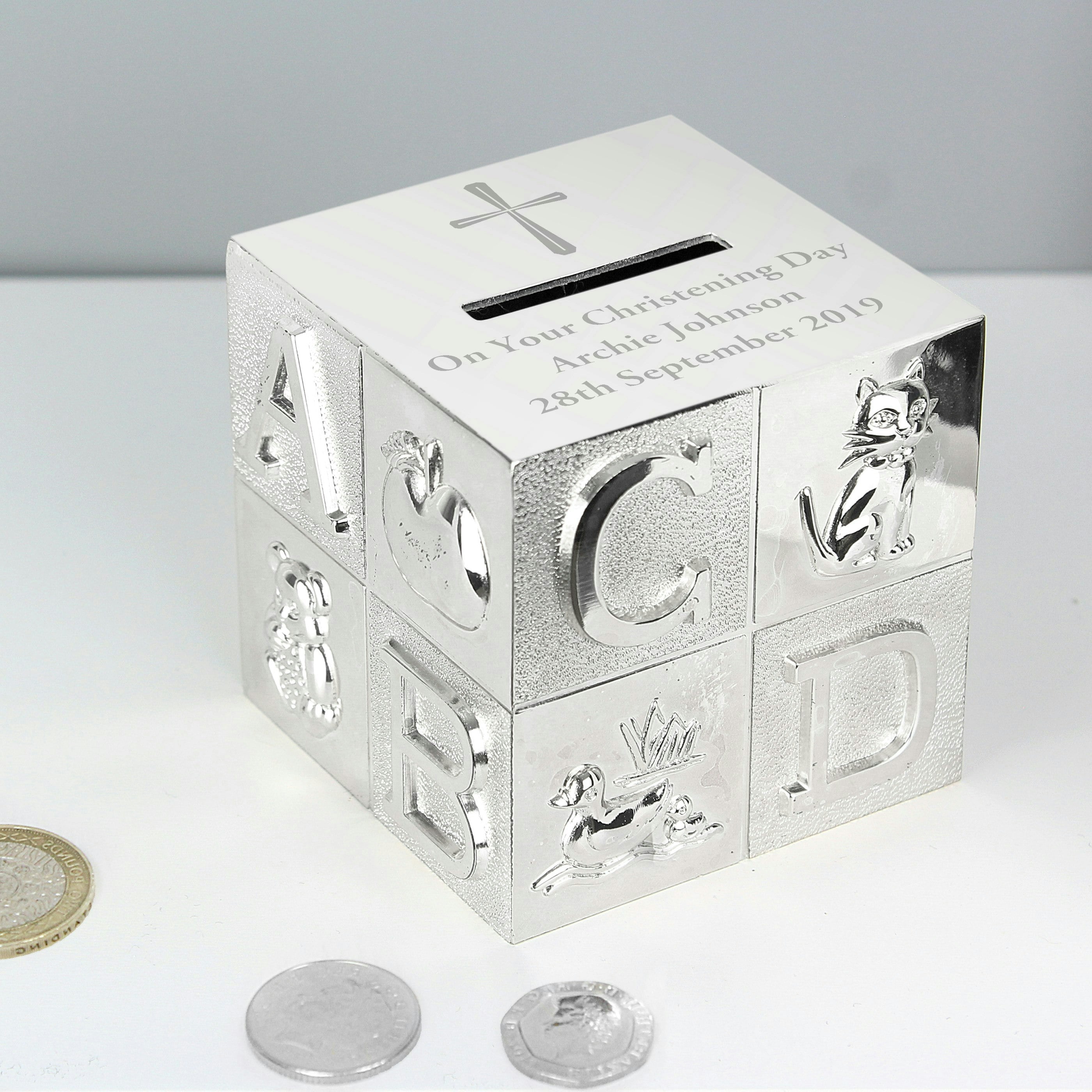 Personalised Memento Company Personalised Cross Abc Money Box