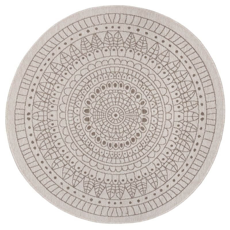 Rackhams Beige Porto Round Reversible Rug Indoor-Outdoor - Ø 200 Cm