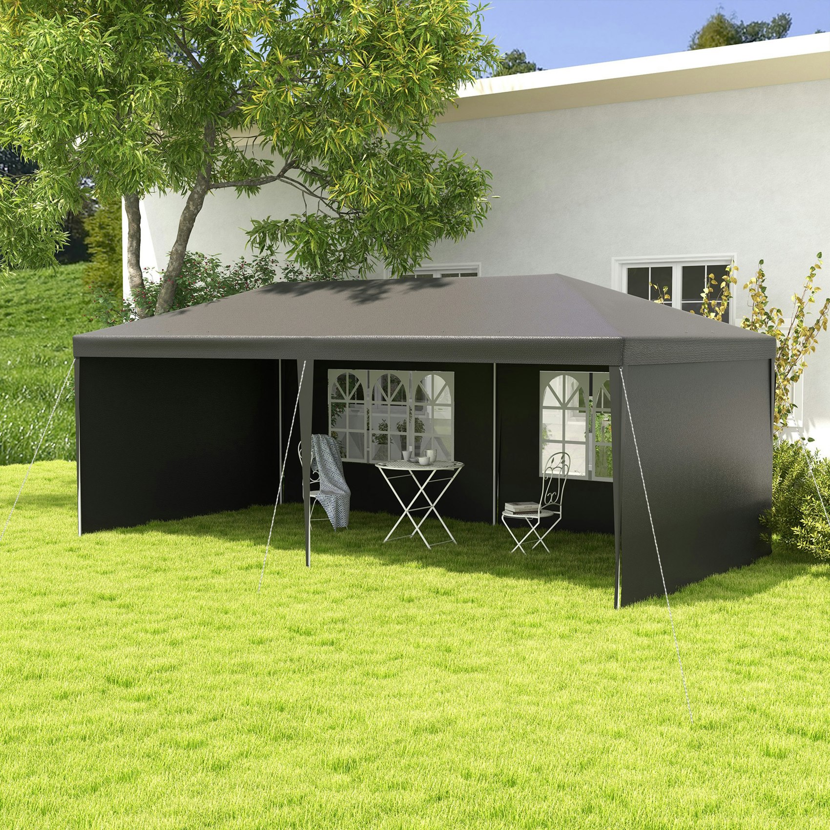 Rackhams Dark/Grey 6M X 3M Garden Gazebo Marquee Canopy Party Tent Canopy Patio