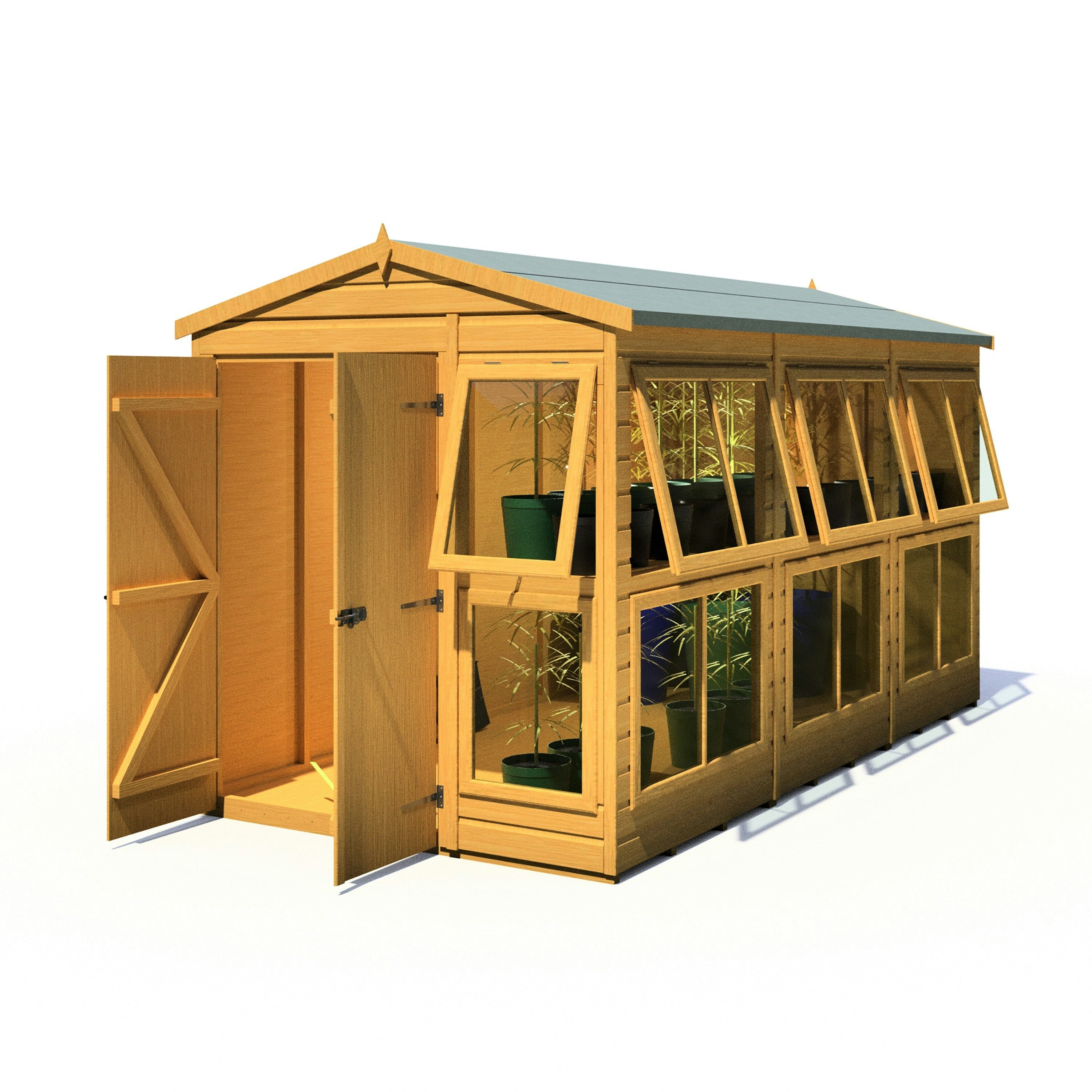 Rackhams Light/Green Sun Hut 6X12 Potting Shed 12Mm Shiplap