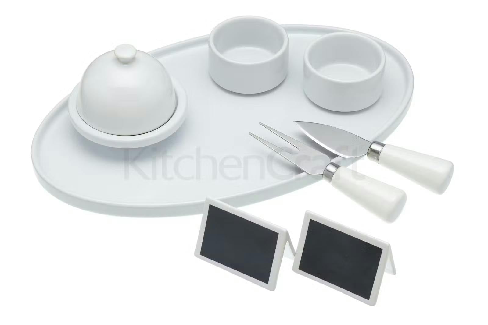 Rackhams White Ceramic Cheese And Chutney Serving Set - Assorted - Ceramic - Serving Platter