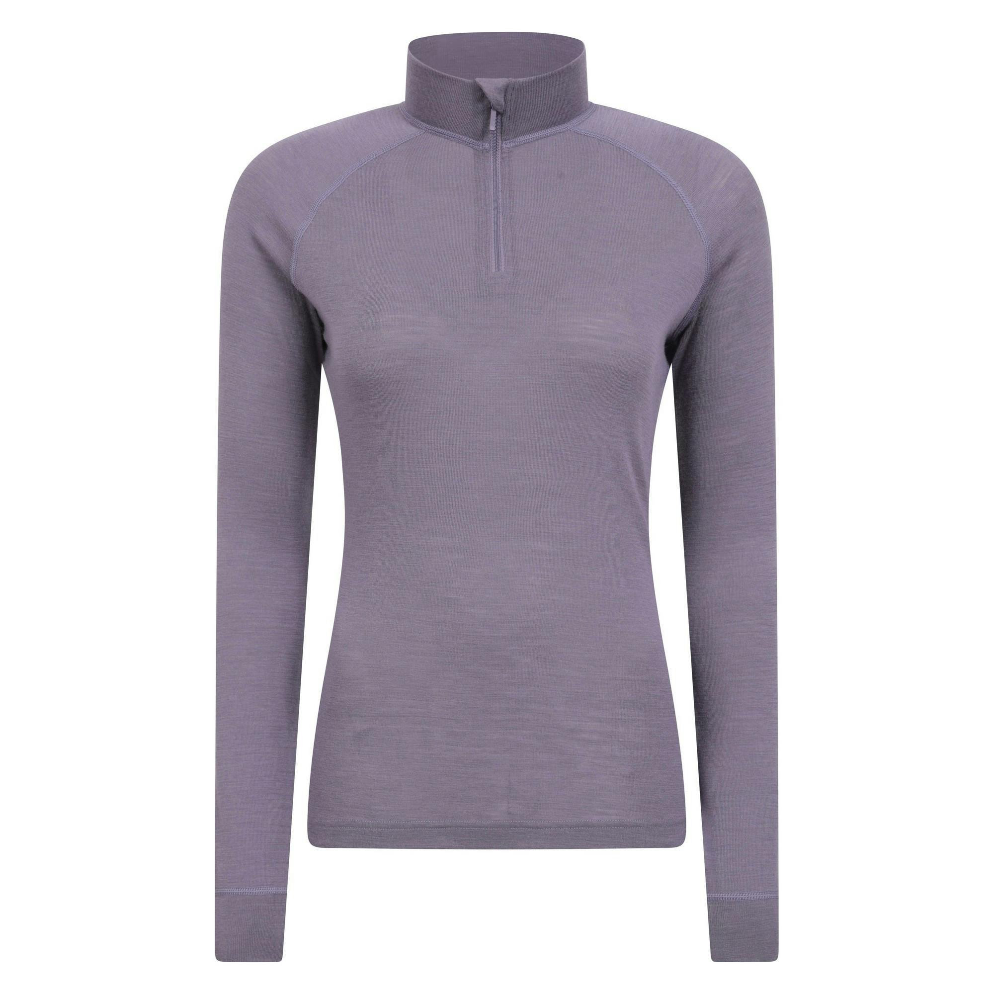 Mountain Warehouse Women's Purple Merino Wool Zip Neck Thermal Top - Dusky - 18 Uk - Dusky - 80% Merino Wool/20% Polyester