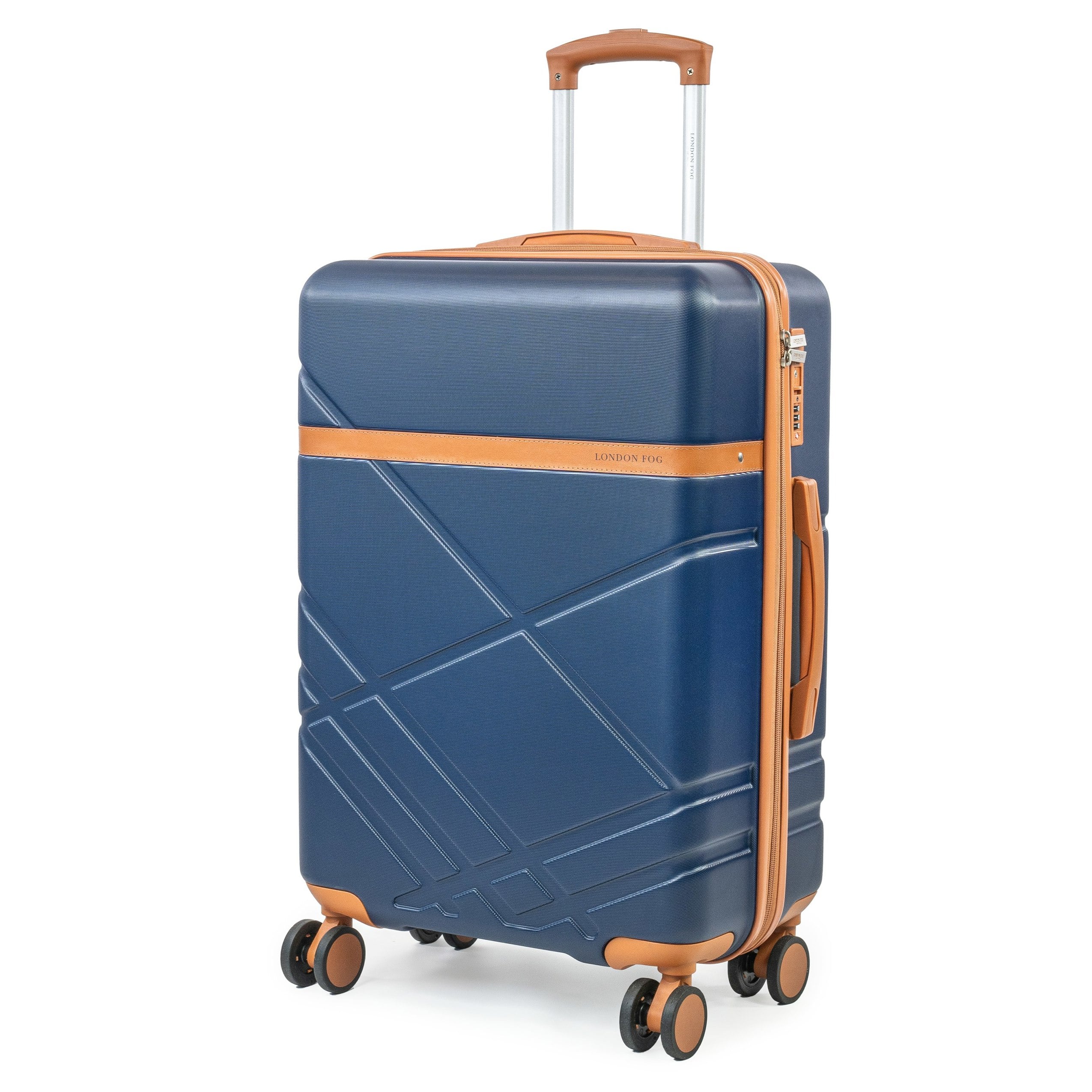 London Fog The Elegant Eton Hardshell Wheeled Matching Luggage Suitcase Tsa Locks - Medium - Abs - Navy