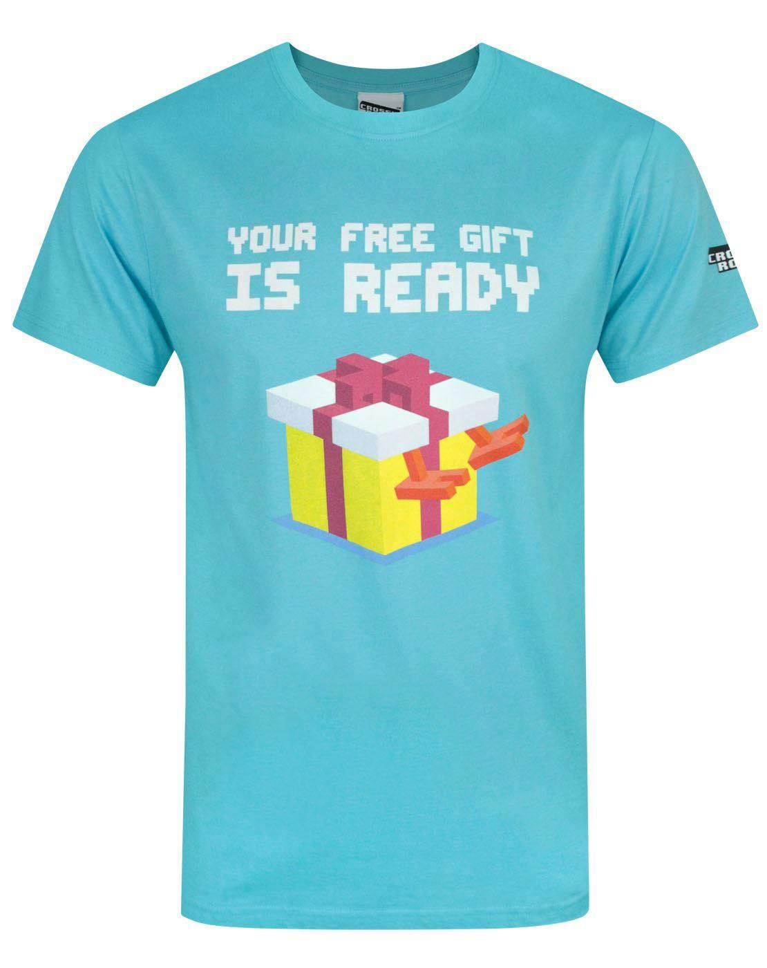 Vanilla Underground Men's Blue Crossy Road Free Gift Placet Print Short Sleeved T-Shirt - Medium