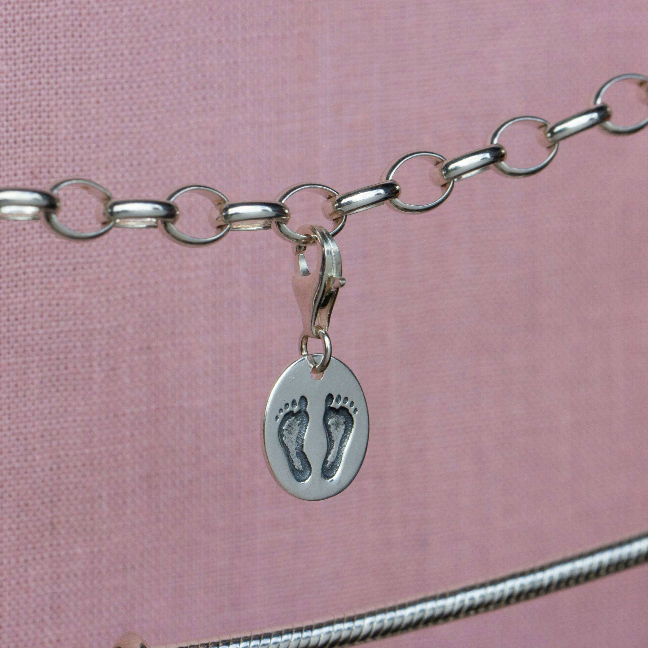 Mylee London Silver Footprints Pendant Charm - Sterling - Yes - Clip On