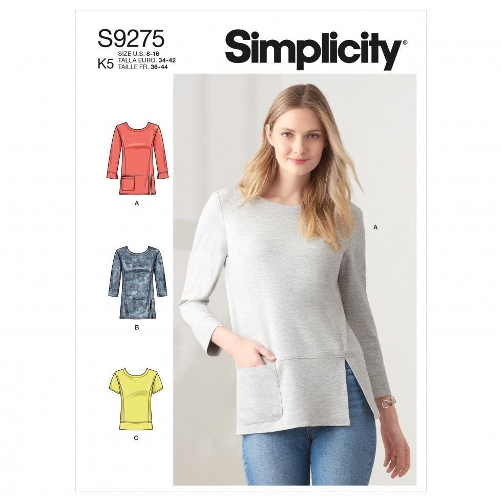 Simplicity Women's Sewing Pattern 9275, Tops For K5 (8-10-12-14-16) - Easy - K5 (8-10-12-14-16)