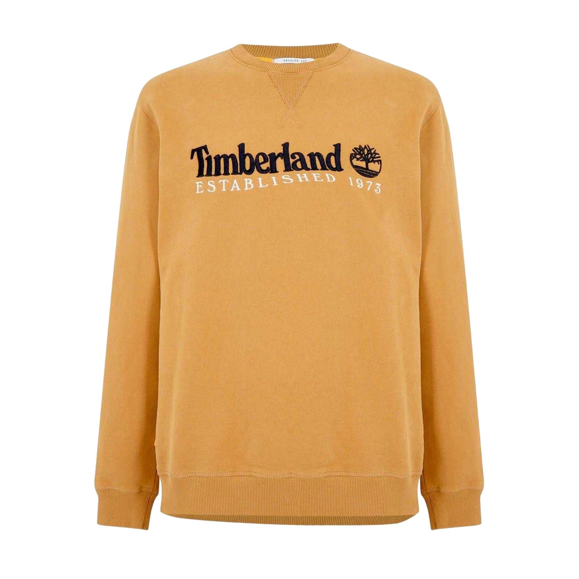 Timberland Men's Heritage Cotton Blend Crew Neck Regular Sweatshirt - Wheat - L - Wheat - 100% Cotton