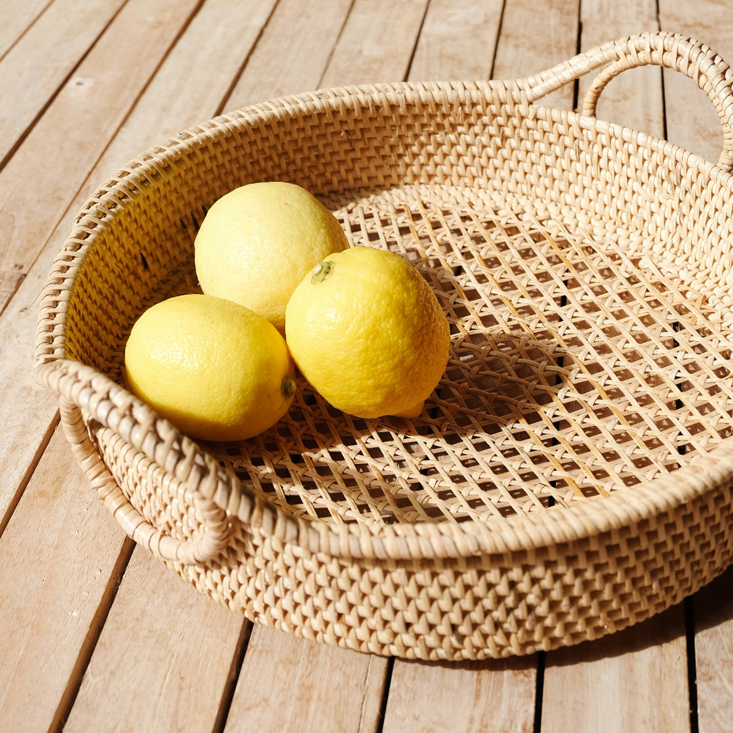 Coastal Villa Homeware Fruit Basket Wicker Rattan - Natural