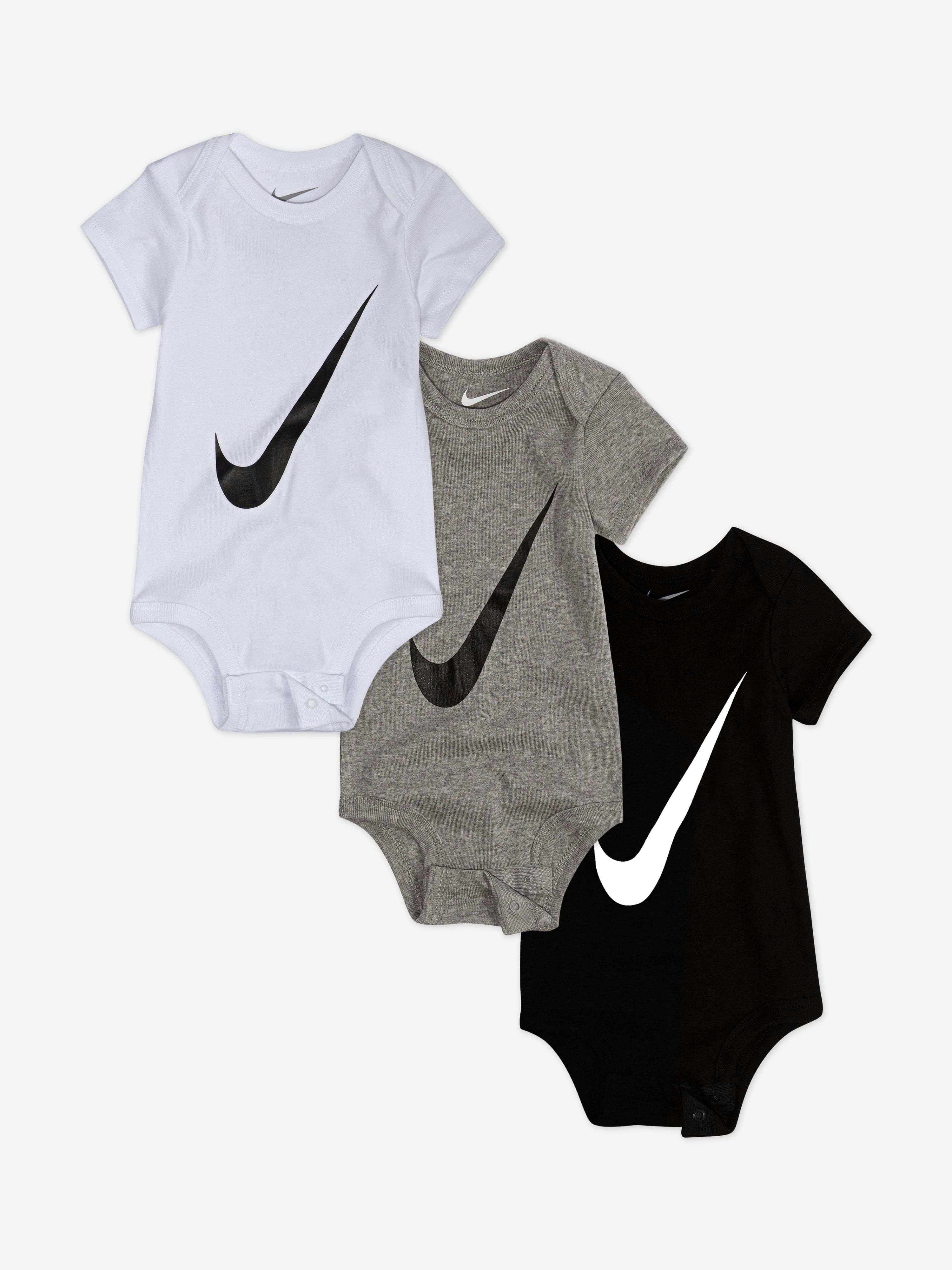 Nike Men's White/Grey/Black Baby Boys Swoosh 3 Pack Bodysuit Set In Multicolour - Multicoloured - 0 - 6 Mths