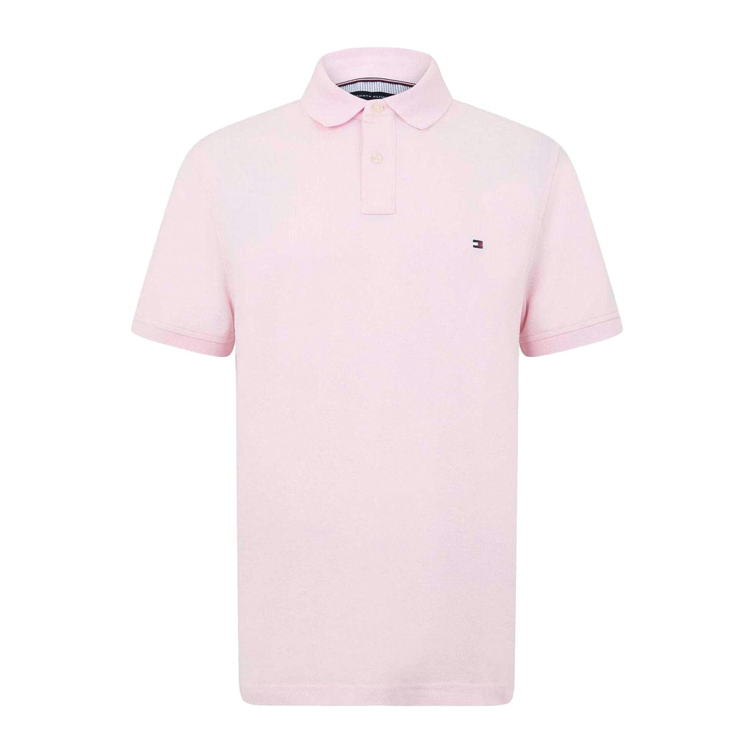 Tommy Hilfiger Men's Pink 1985 Embroidered Logo Polo Shirt - Xl - 96% Organic Cotton/4% Elastane