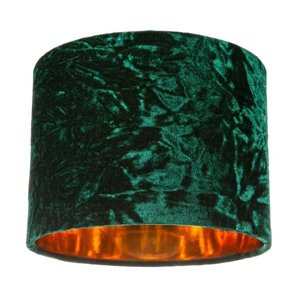 Happy Homewares Green Modern Crushed Velvet 8" Table/Pendant Lampshade With Shiny Copper Inner