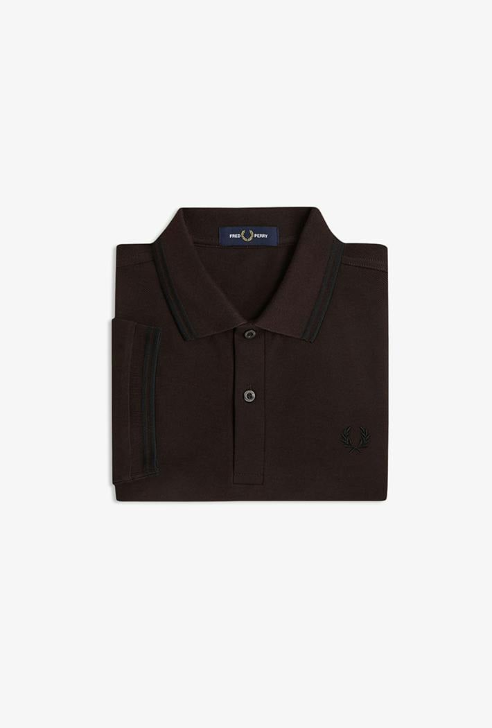 Fred Perry Men's Brown/Black Twin Tipped Polo Shirt In Rich Cotton, Size Xl - Image 6