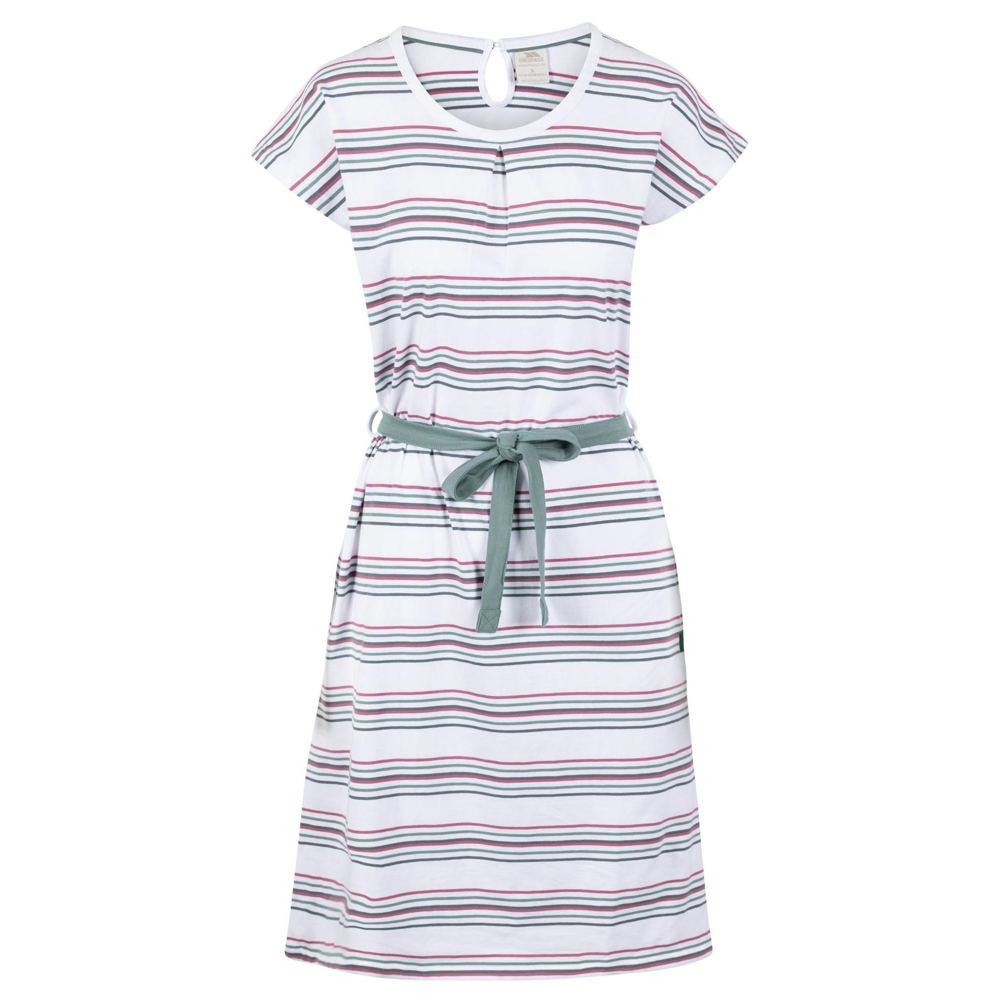 Trespass Women's / Lidia Round Neck Cotton Dress - Multicoloured Stripe - Multicoloured Stripe - Xl - 95% Cotton/5% Elastane