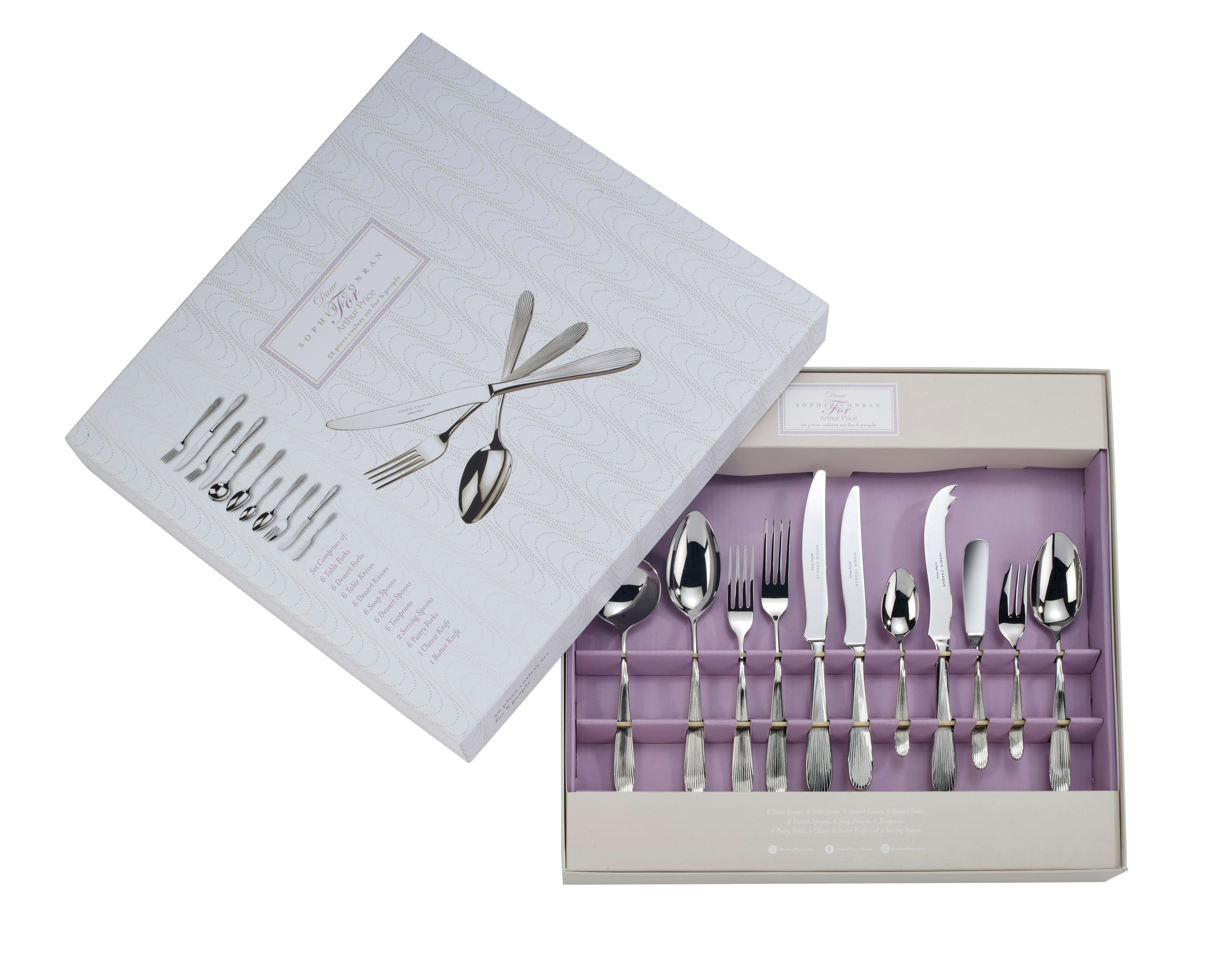 Sophie Conran For Arthur Price Sophie Conran Dune 52 Piece 6 Person Boxed Cutlery Set - 52 Piece - Stainless Steel - 18/10 Stainless Steel