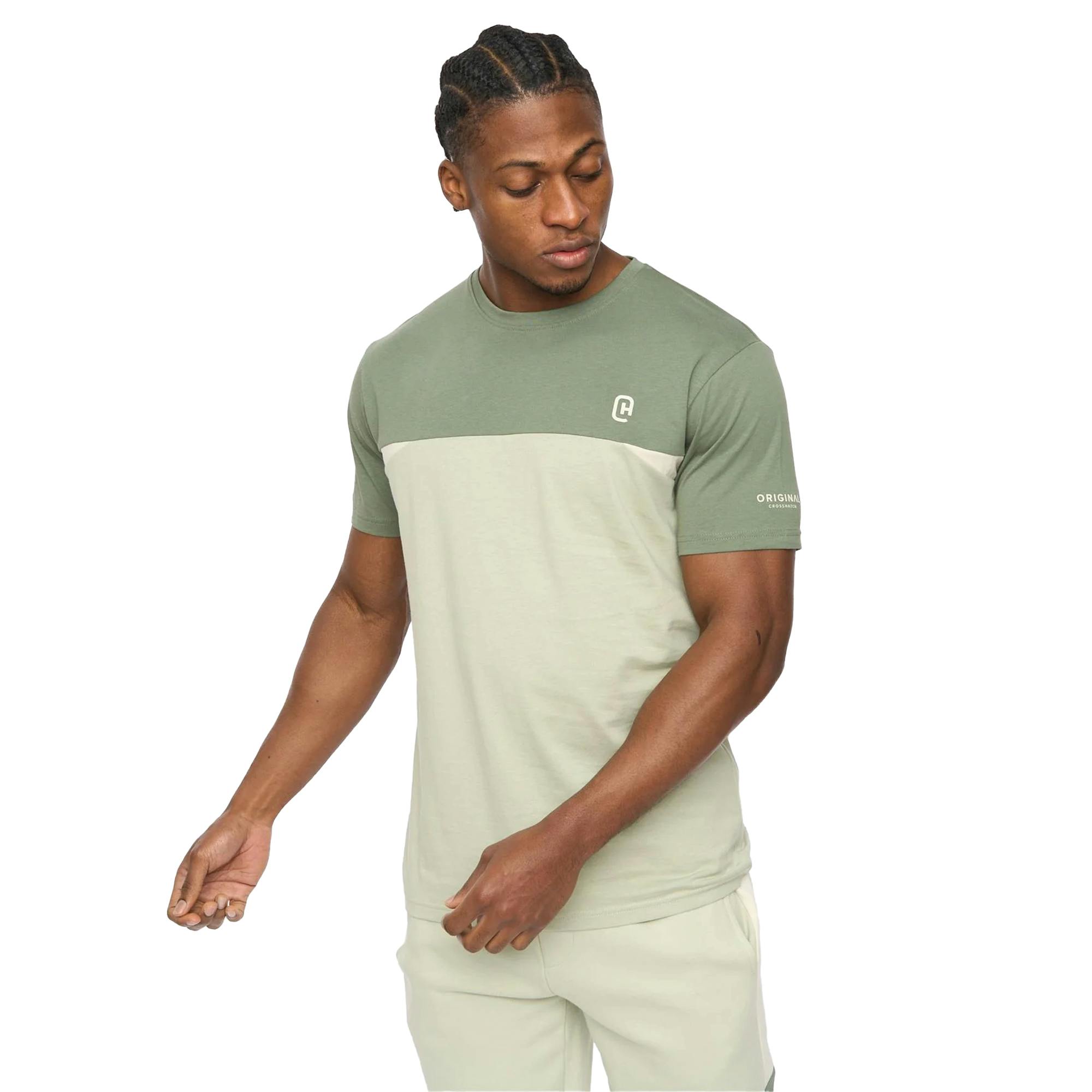 Crosshatch Men's Light Castlebay T-Shirt - Olive - S - Olive - 100% Cotton