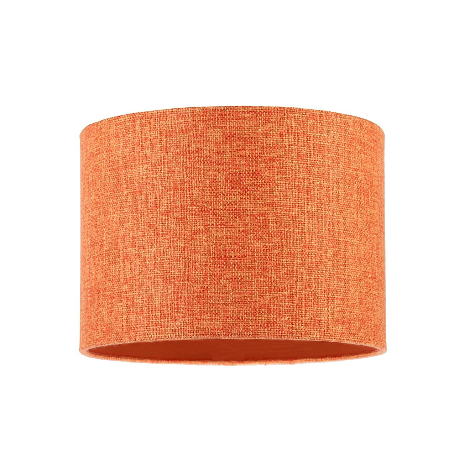 Rackhams Orange Contemporary And Sleek Natural Linen Fabric Drum Lamp Shade