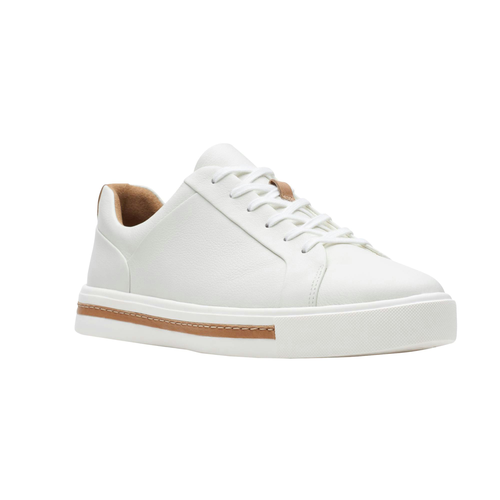 Clarks Women's White Un Maui Lace Leather Trainers - 6.5 Uk - 100% Mixed
