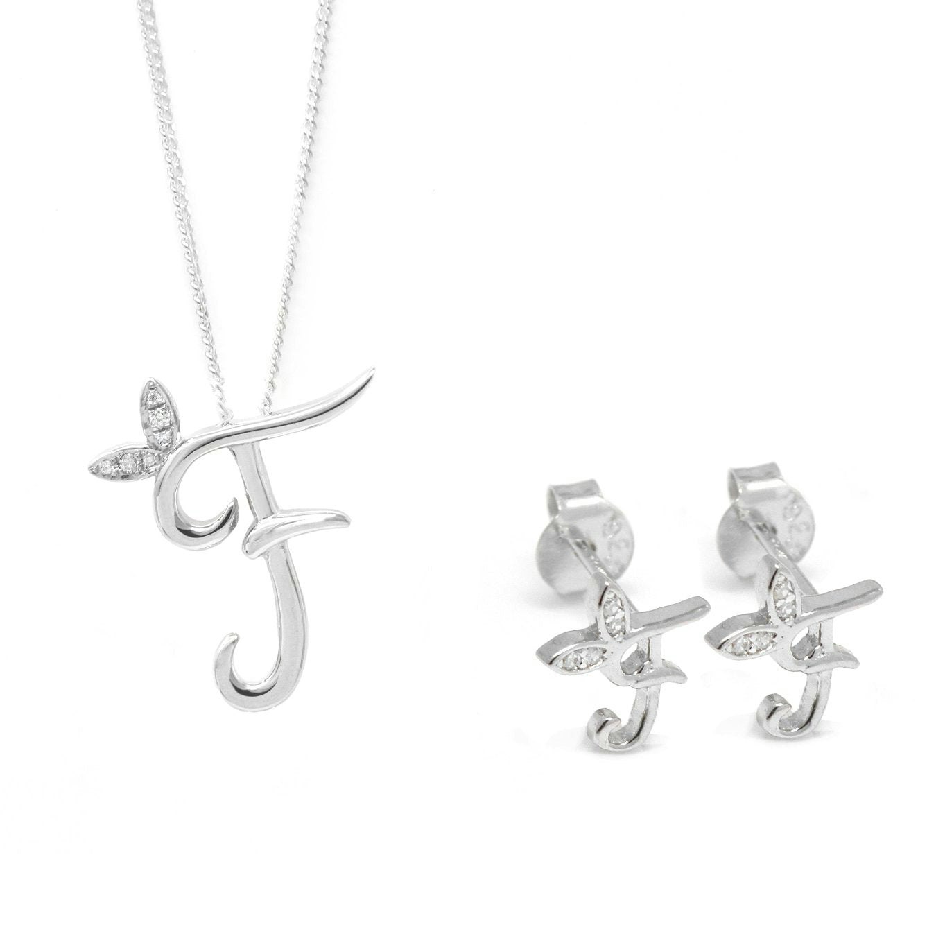 Say It With Silver Winged Initial Earring Gift Set - F