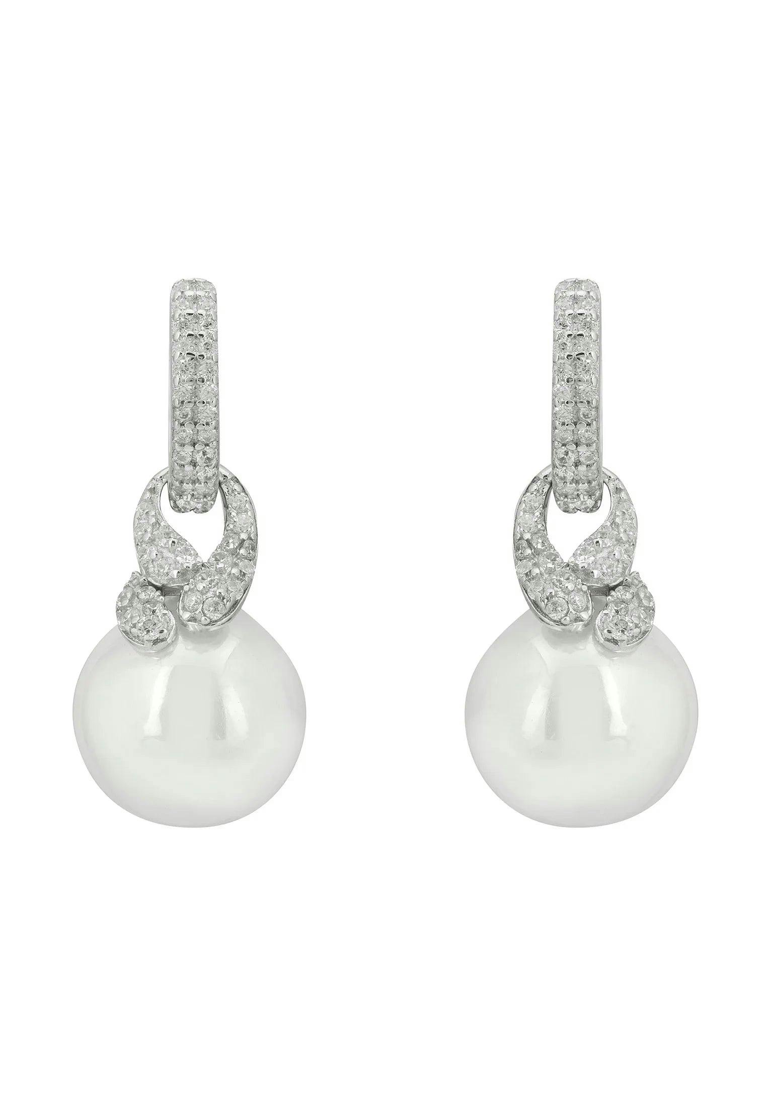 Latelita Silver Tie The Knot Drop Pearl Earrings