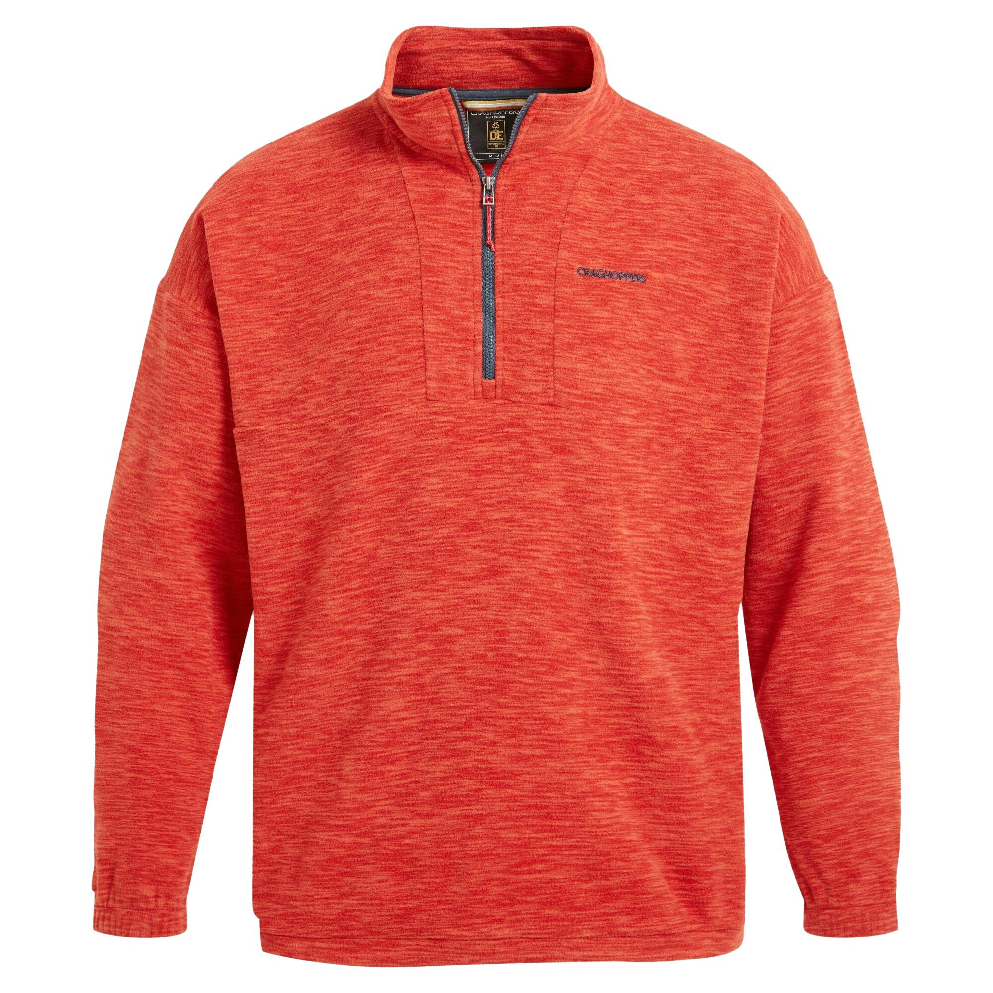 Craghoppers Men's Red Esk Colour Block Melange Half Zip Fleece Top - Pito - Xs - Pito - 60% Recycled Polyester/40% Polyester