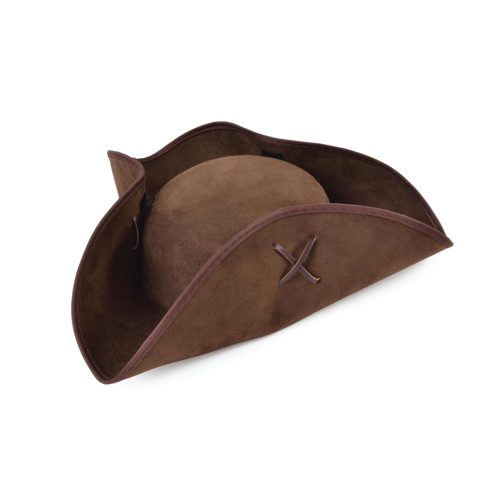 Bristol Novelty Unisex Brown Suede Tricorn Pirate Hat - One Size