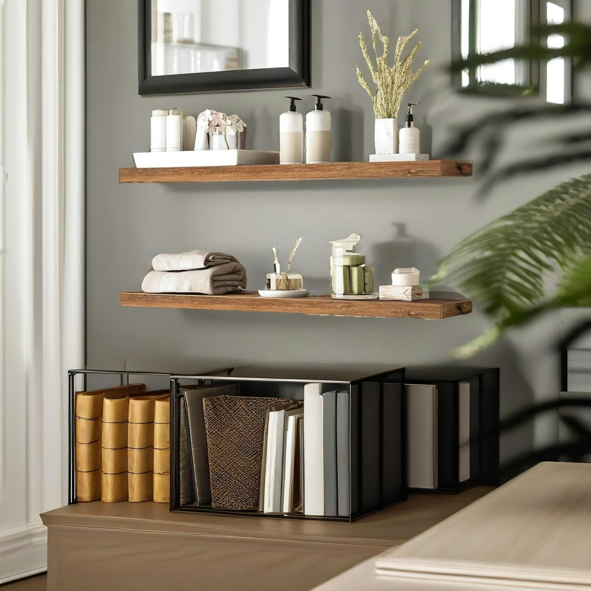 Rackhams Brown Set Of 2 Floating Shelves 100Cm Wide