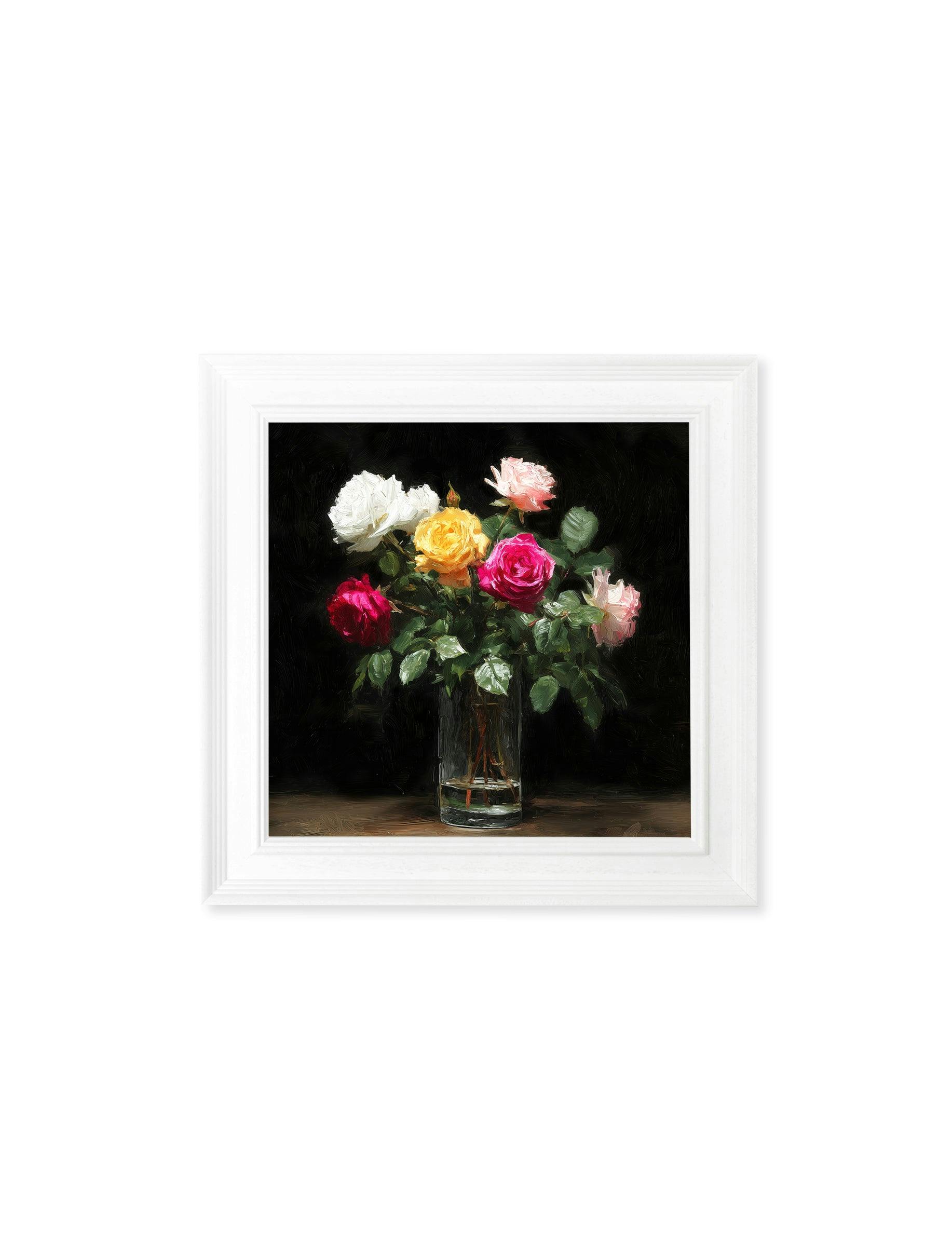 Rackhams Dark/White Garden Roses After - Strong Hurstwood Square Frame - Roses After - 44 X 44 Cm