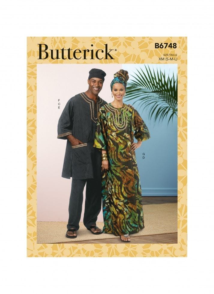 Butterick Women's Sewing Pattern 6748, Tunics, Caftans, Headwear, Trousers For Men, Xm (S-M-L) - Easy - Xm (S-M-L)