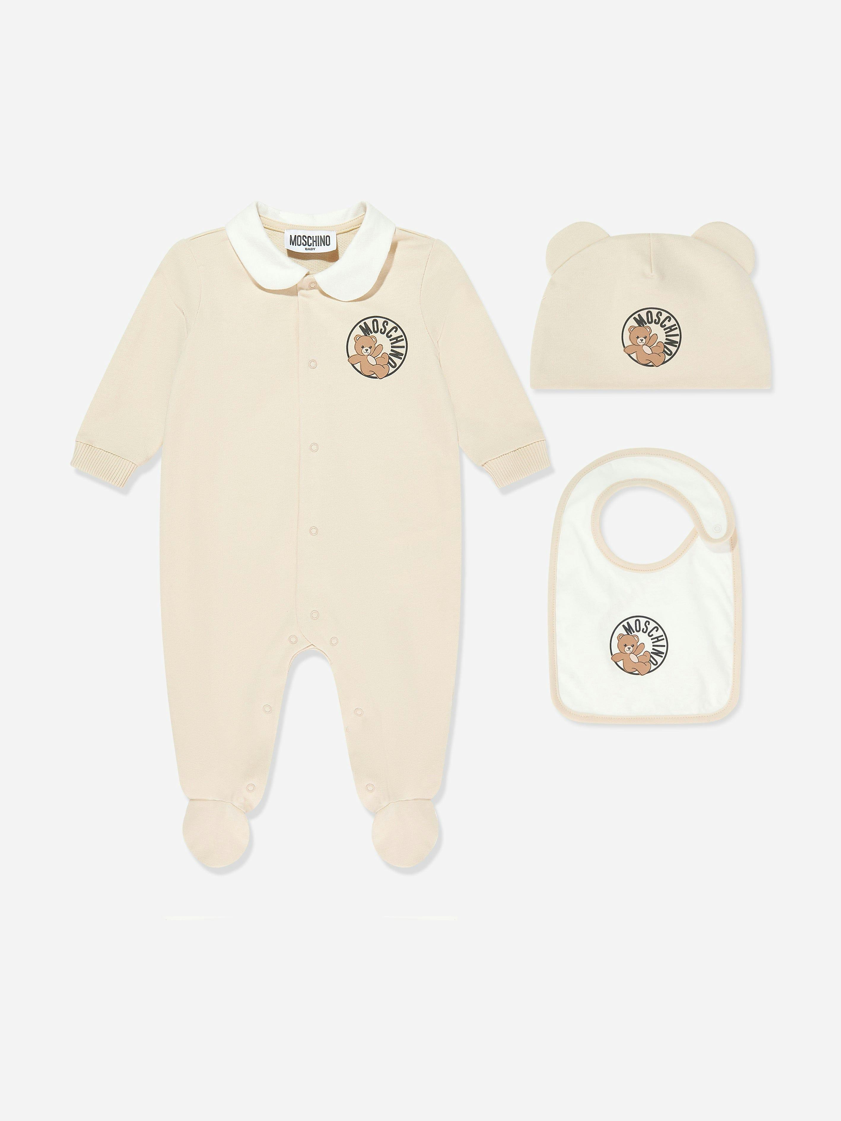 Moschino Kids Beige Moschino Baby Teddy Bear Logo Babygrow Set In - 3 - 6 Mths